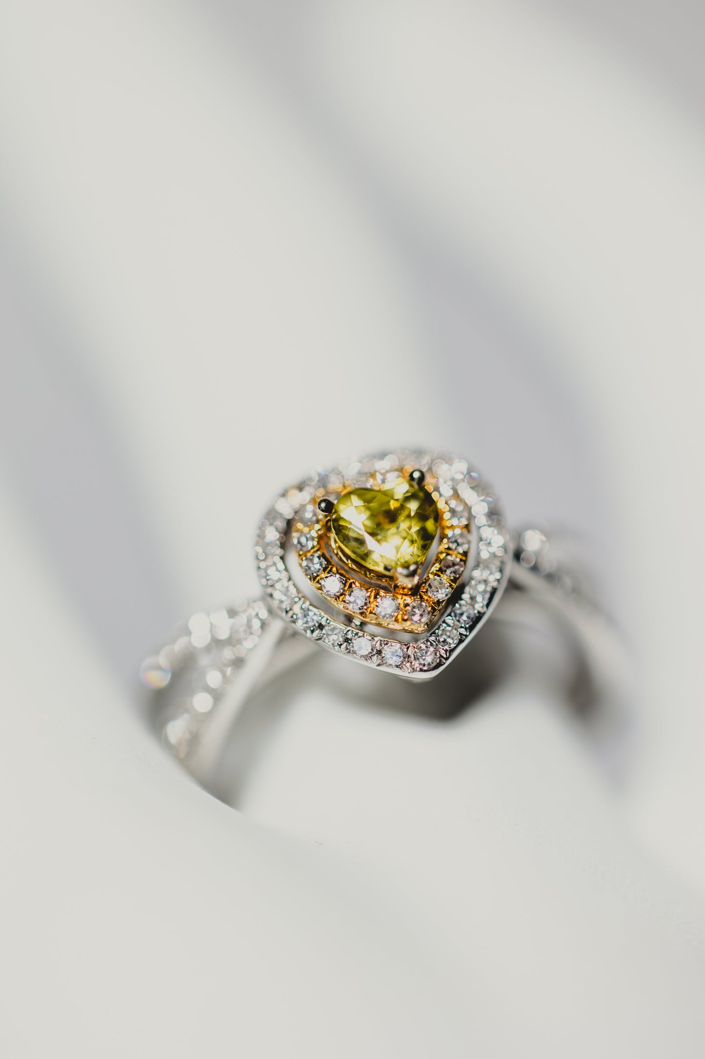 Yellow Sapphire & Diamond Heart Ring