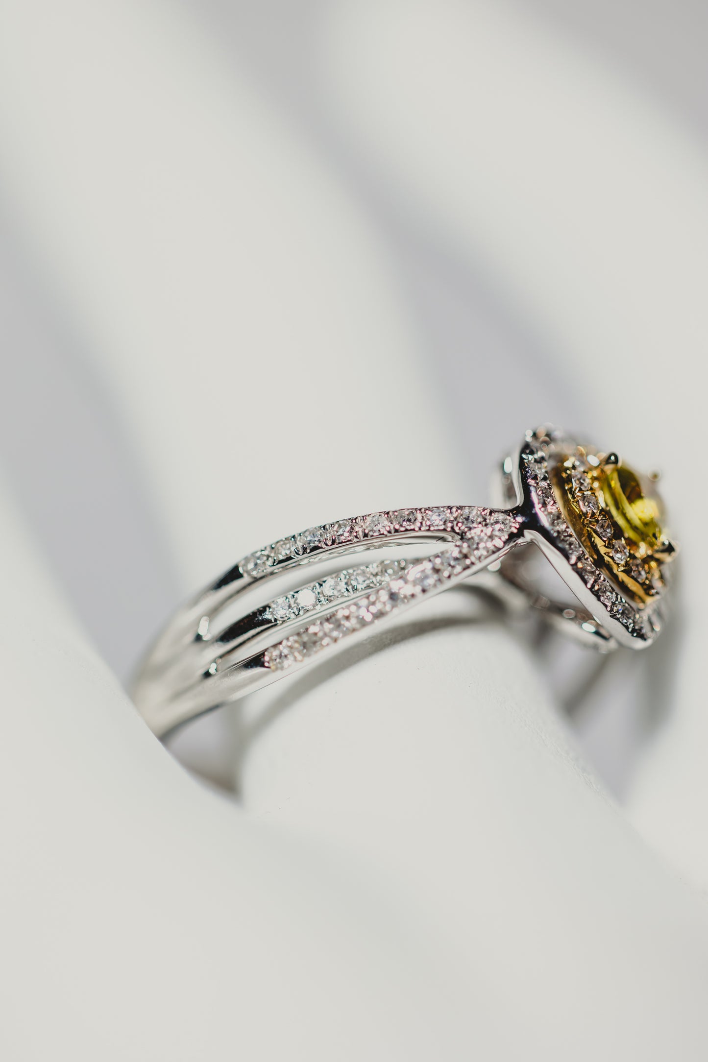 Yellow Sapphire & Diamond Heart Ring