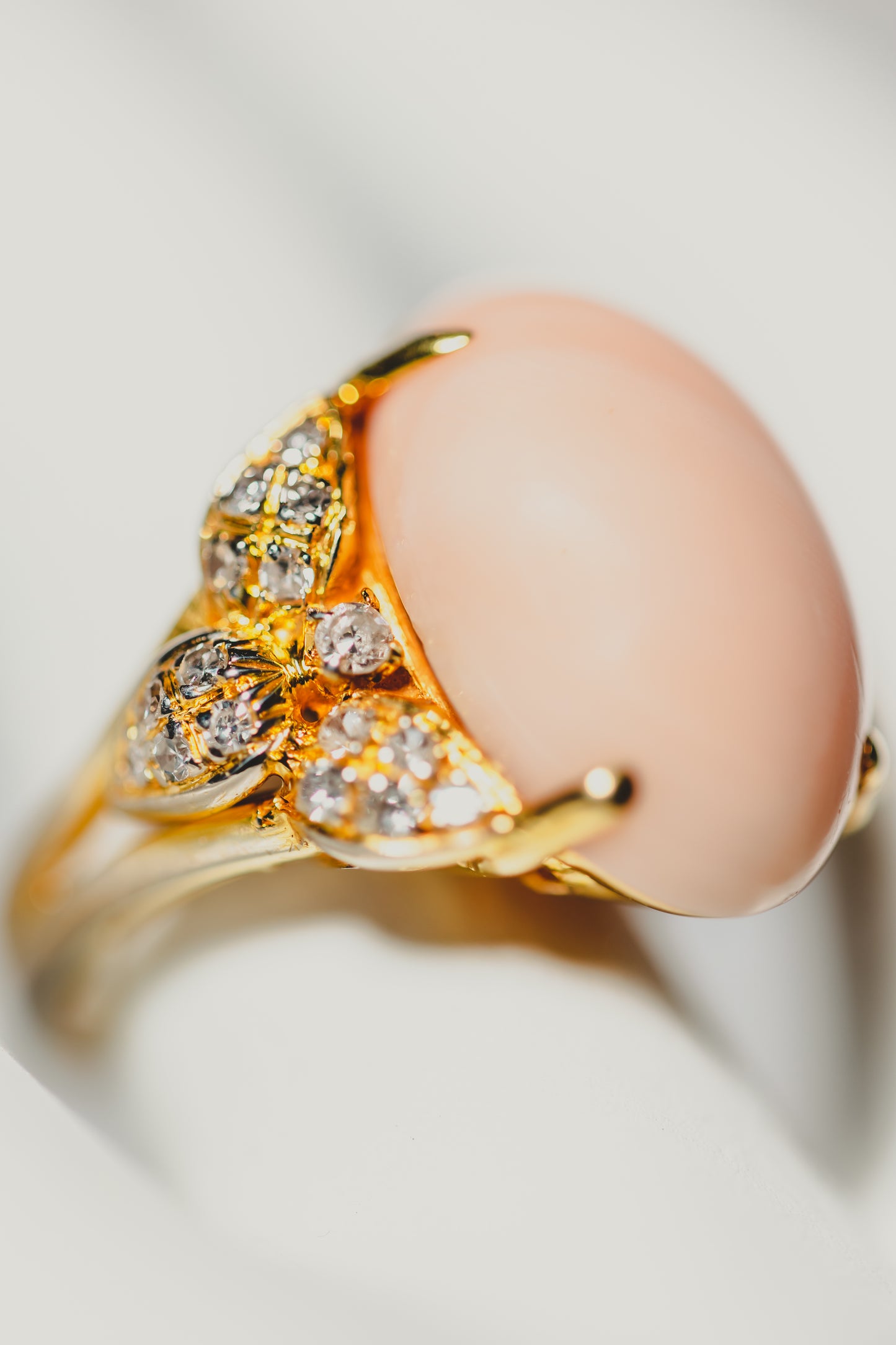 Coral and Diamond Ring