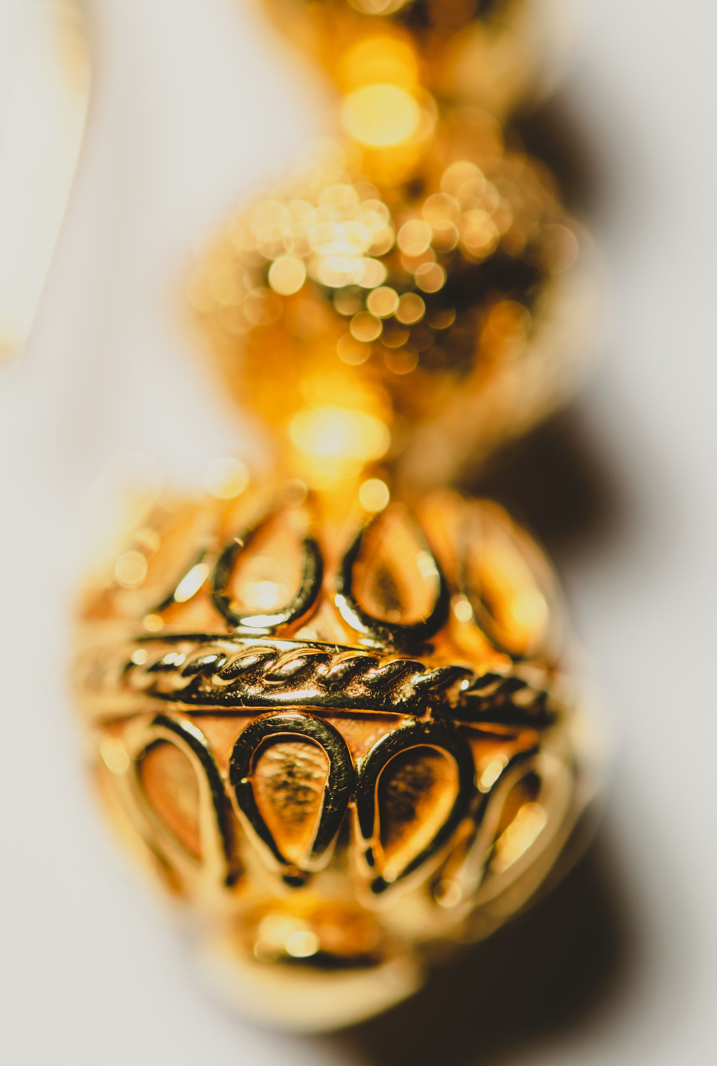 Gold Carved Drop Earrings