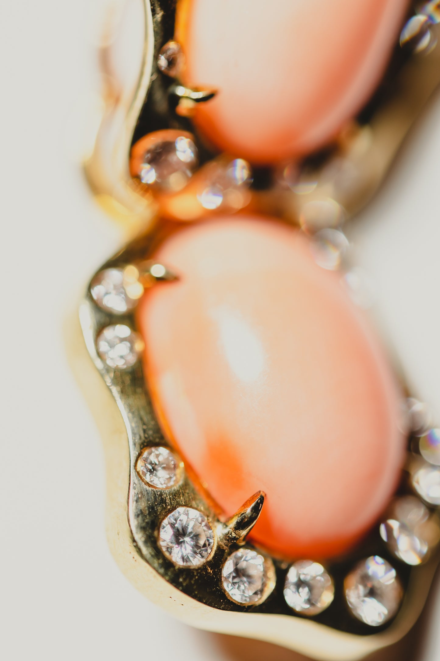 Coral & Diamond Drop Earrings