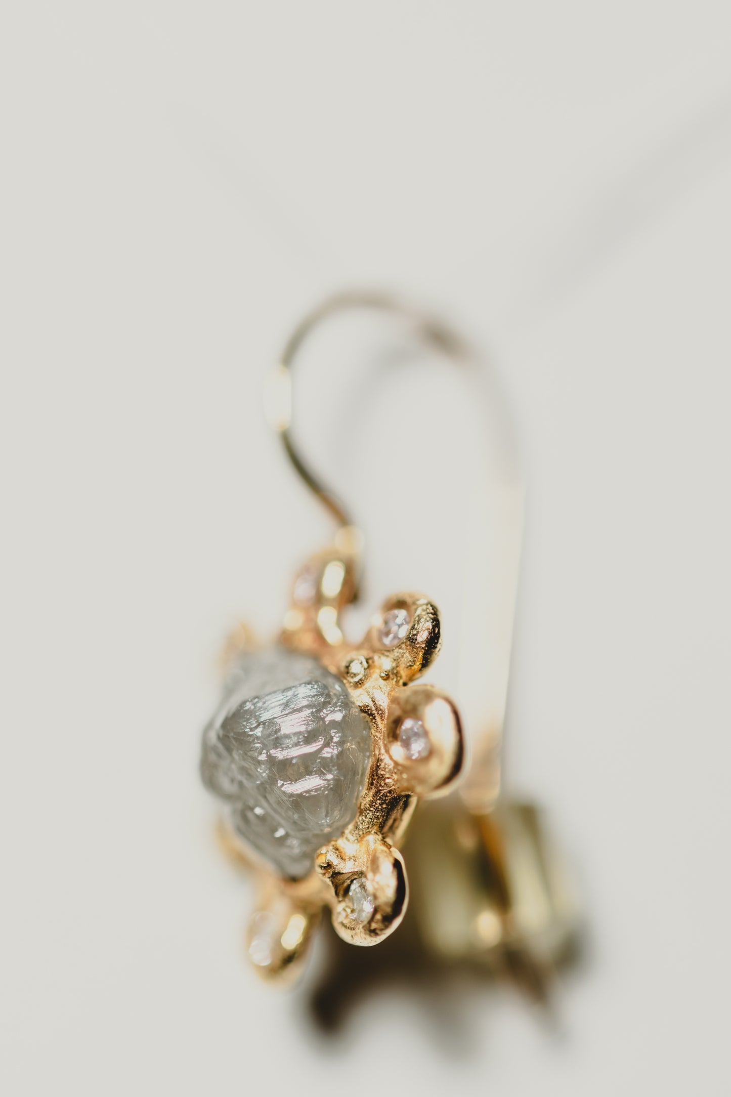 Raw Diamond Flower Earrings