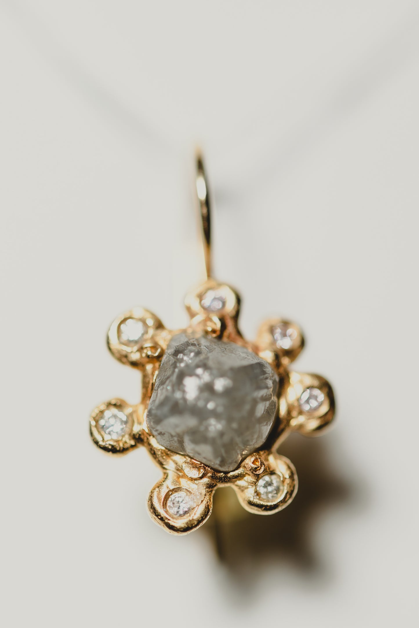 Raw Diamond Flower Earrings