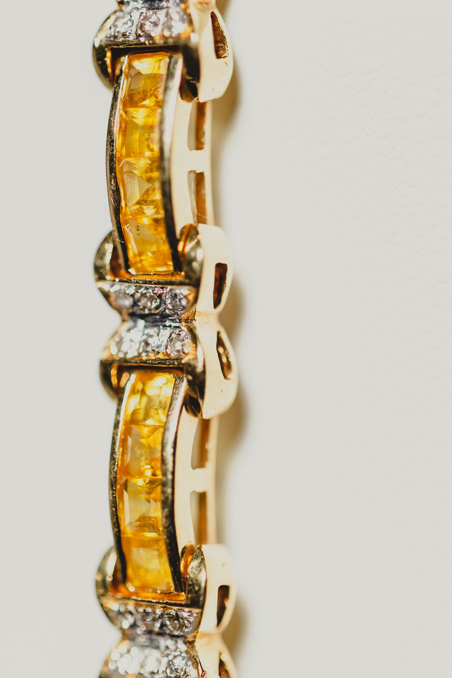 Yellow Sapphire & Diamond Link Bracelet