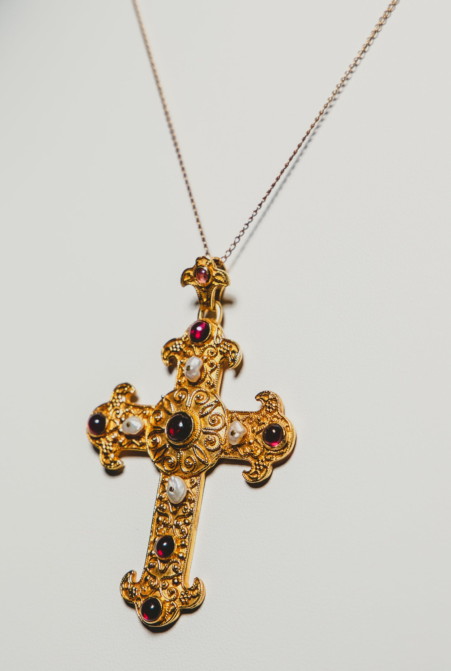 Gold & Ruby Cross Pendant