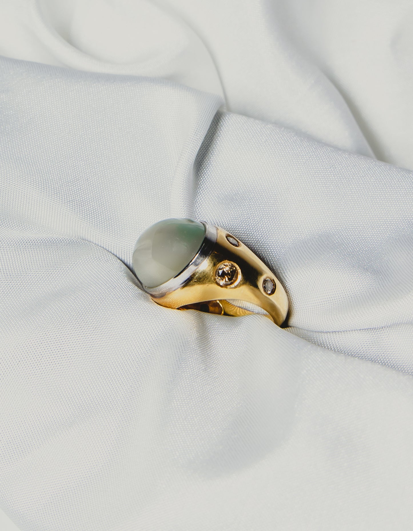 Moonstone & Diamond Gold Ring