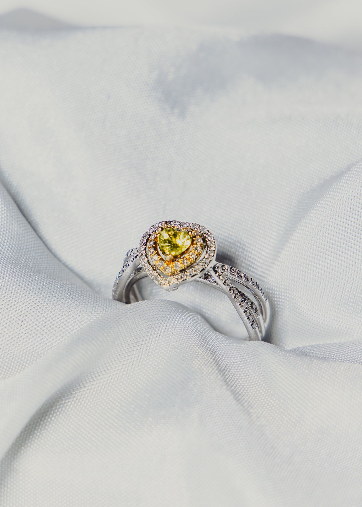 Yellow Sapphire & Diamond Heart Ring