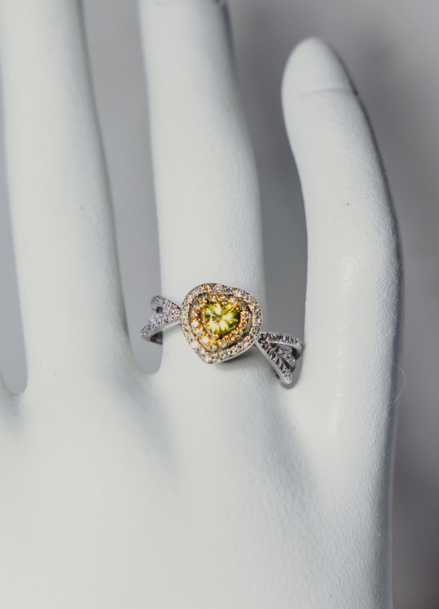 Yellow Sapphire & Diamond Heart Ring