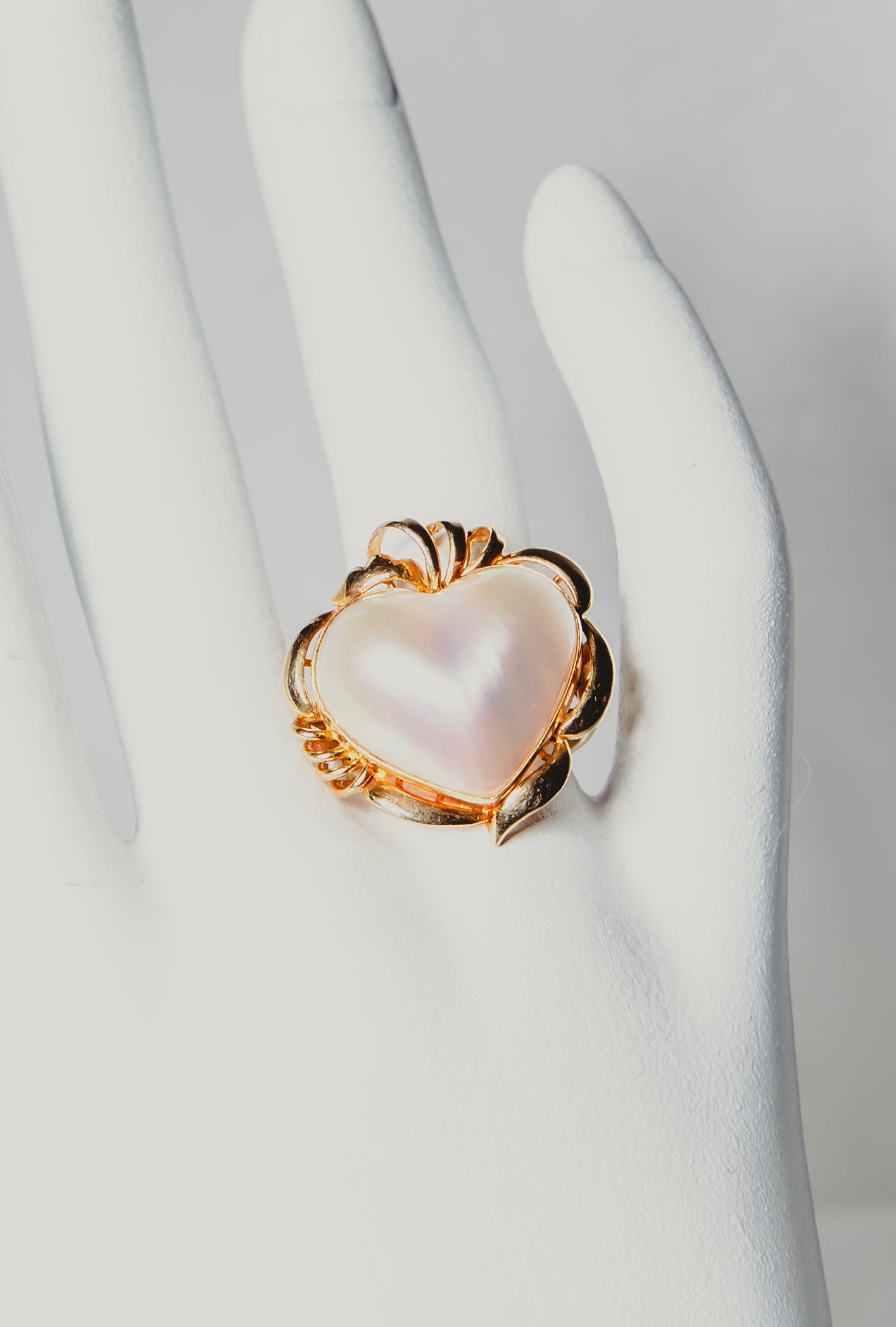Mabe Pearl Heart Ring & Earrings