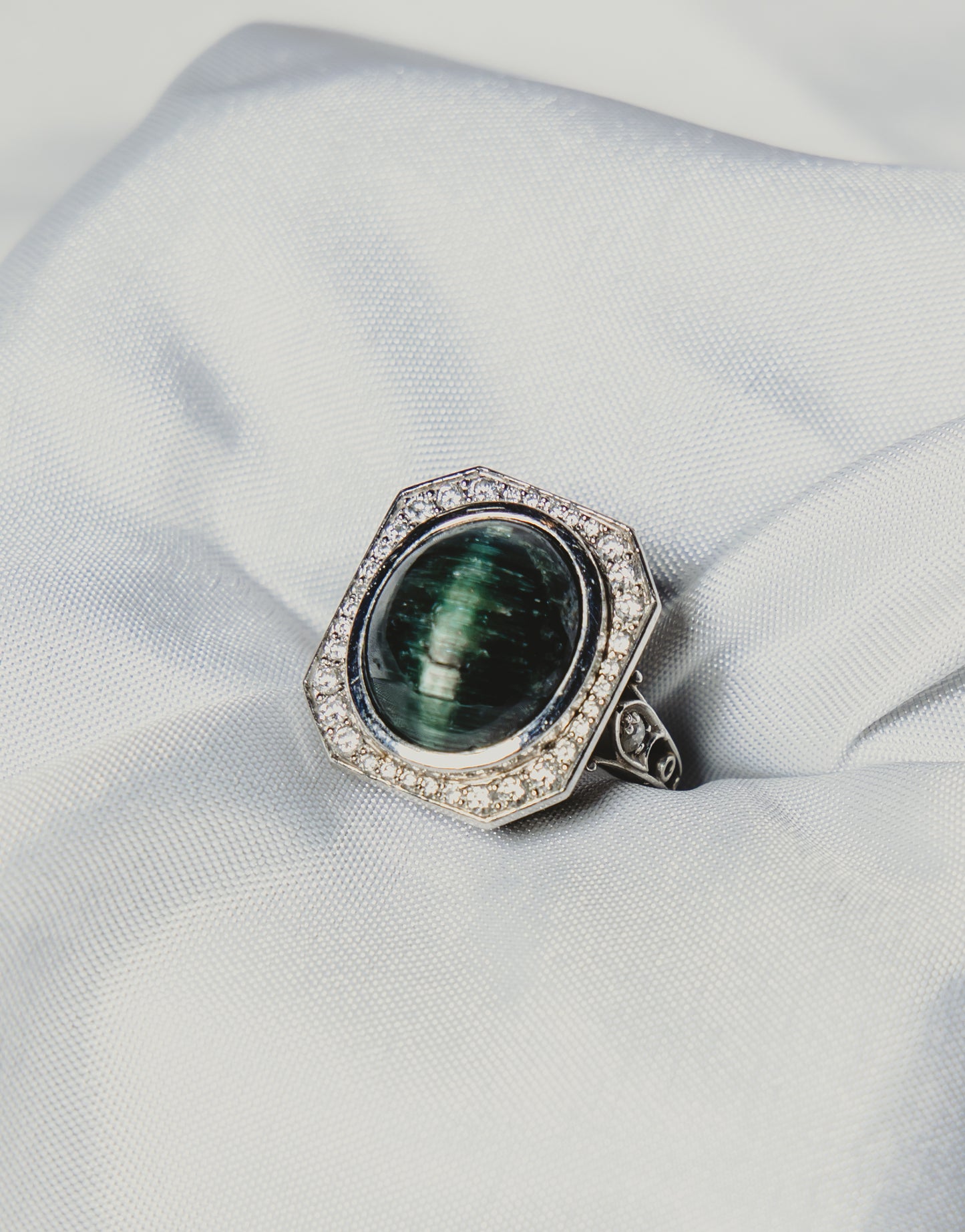 Art Deco Cat’s Eye Tourmaline Ring