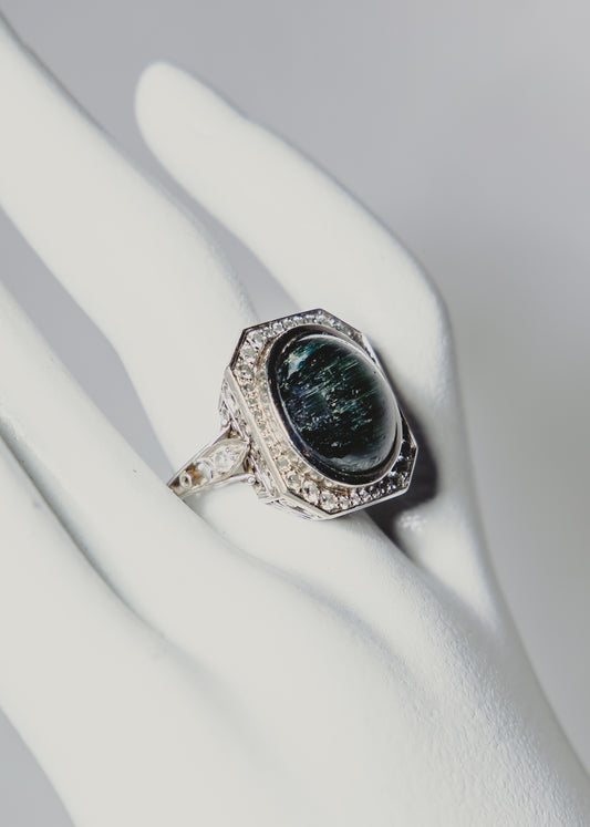 Art Deco Cat’s Eye Tourmaline Ring