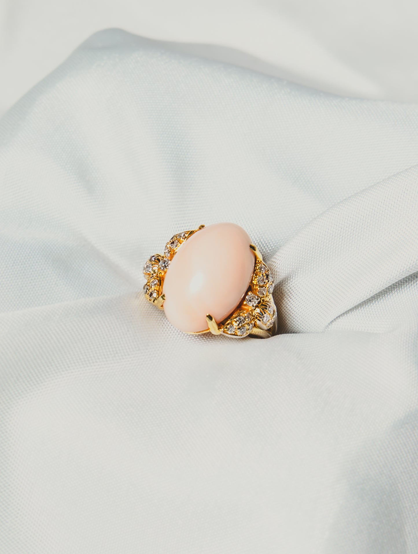 Coral and Diamond Ring