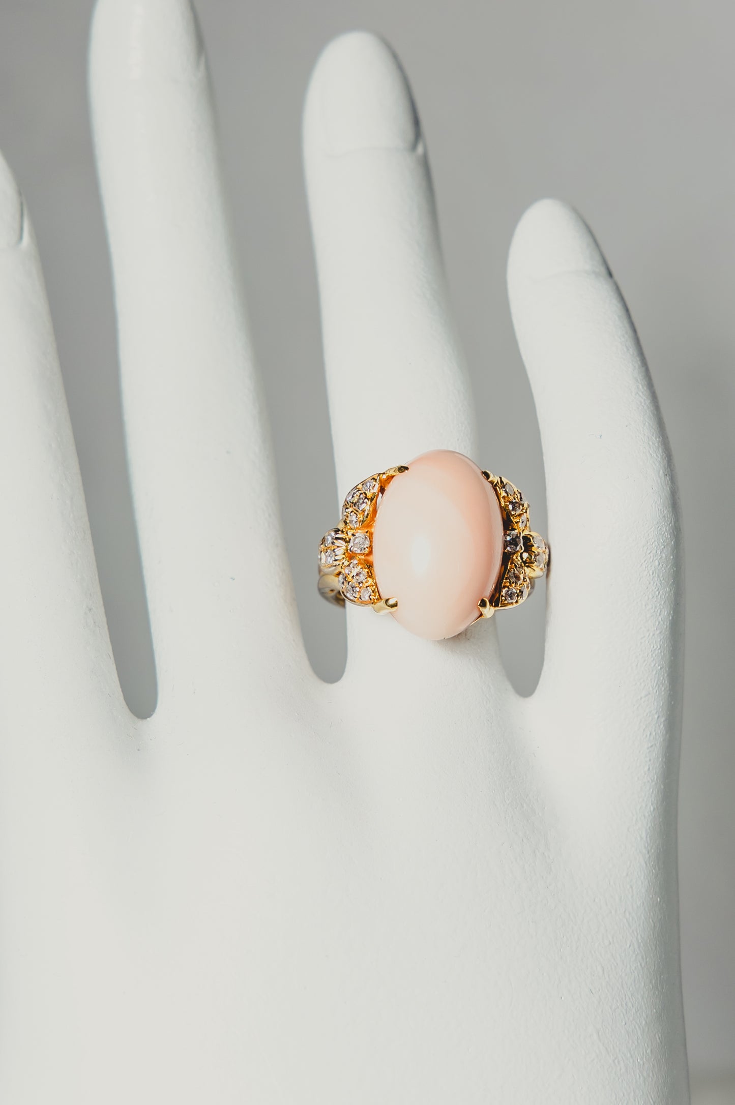 Coral and Diamond Ring