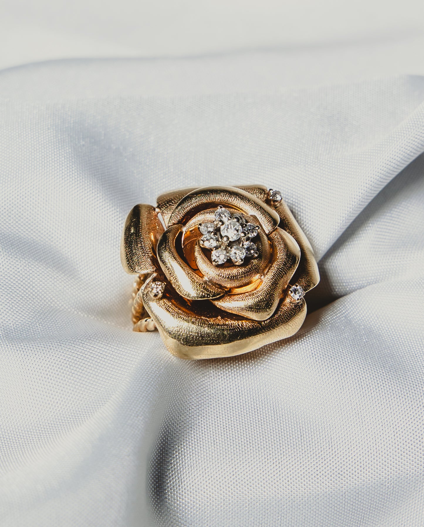 Gold & Diamond Rose Statement Ring