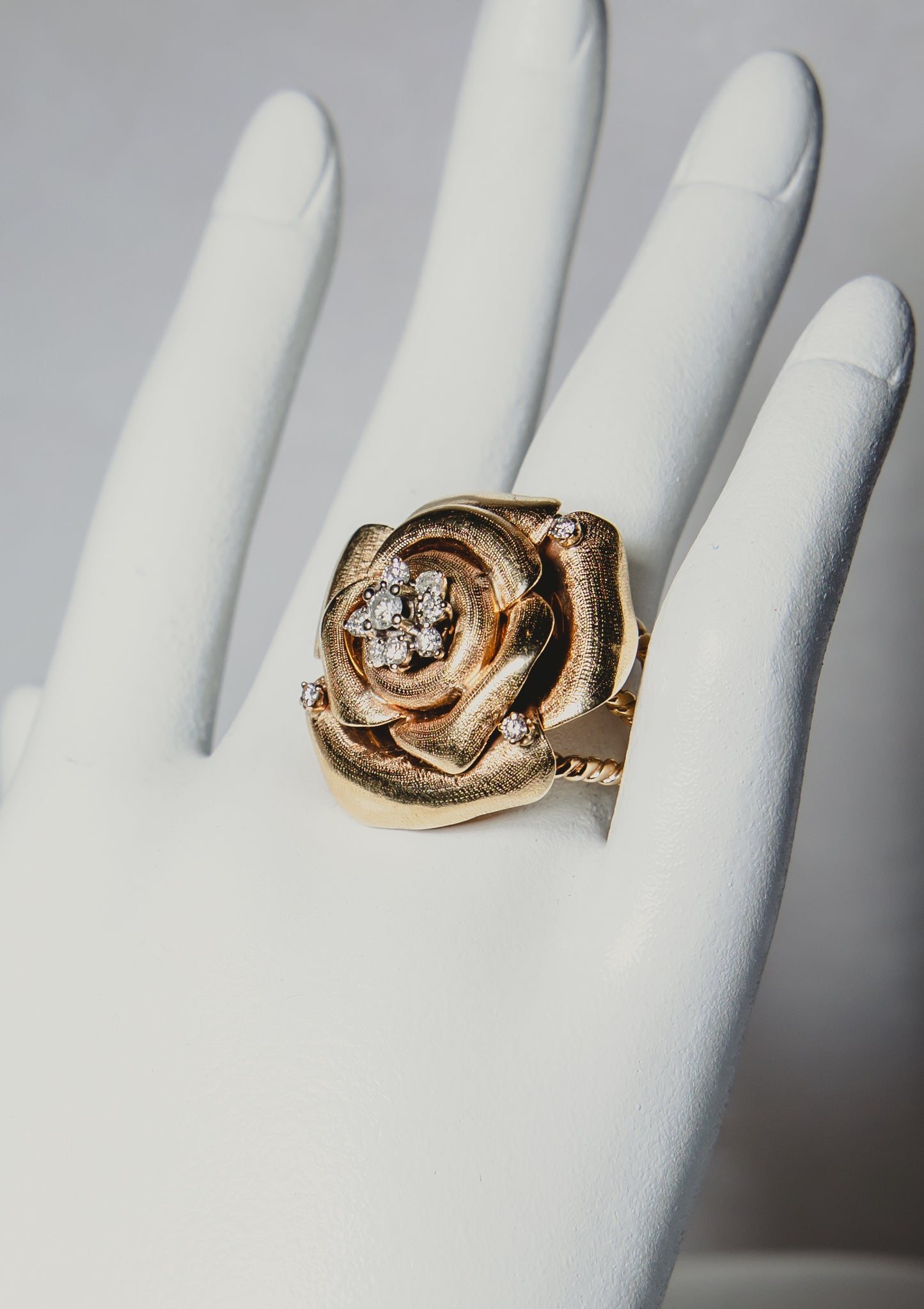Gold & Diamond Rose Statement Ring