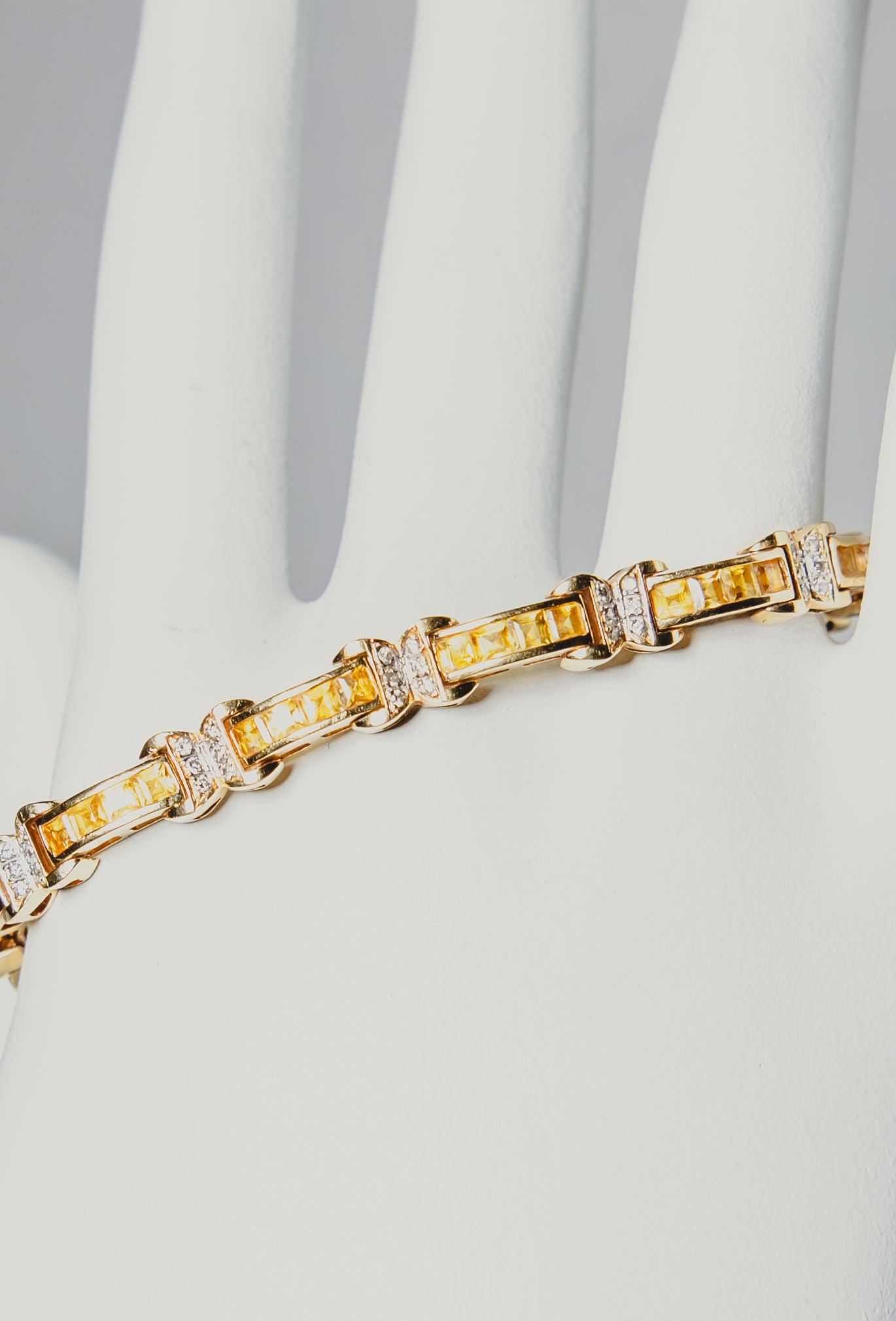 Yellow Sapphire & Diamond Link Bracelet