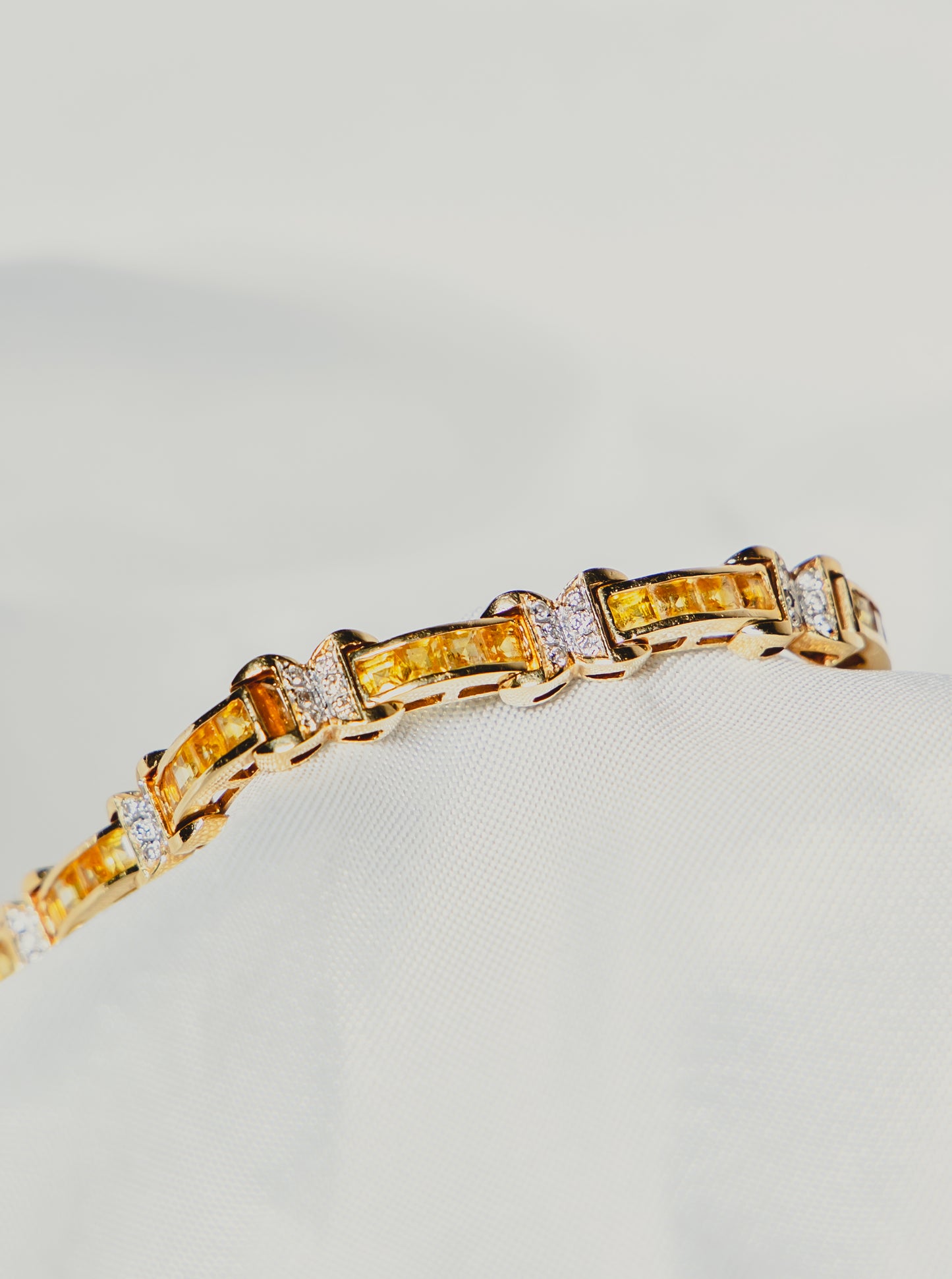 Yellow Sapphire & Diamond Link Bracelet
