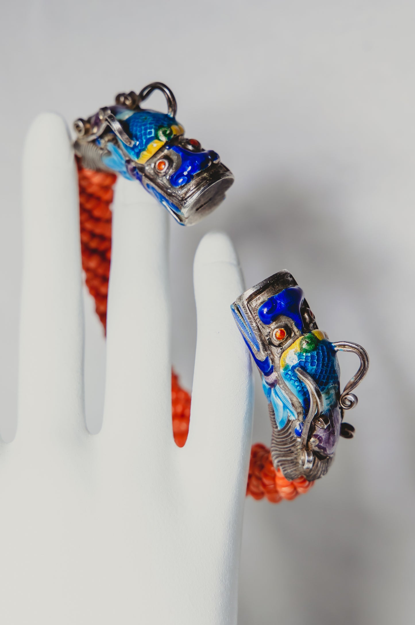 Chinese Coral & Enamel Bracelet