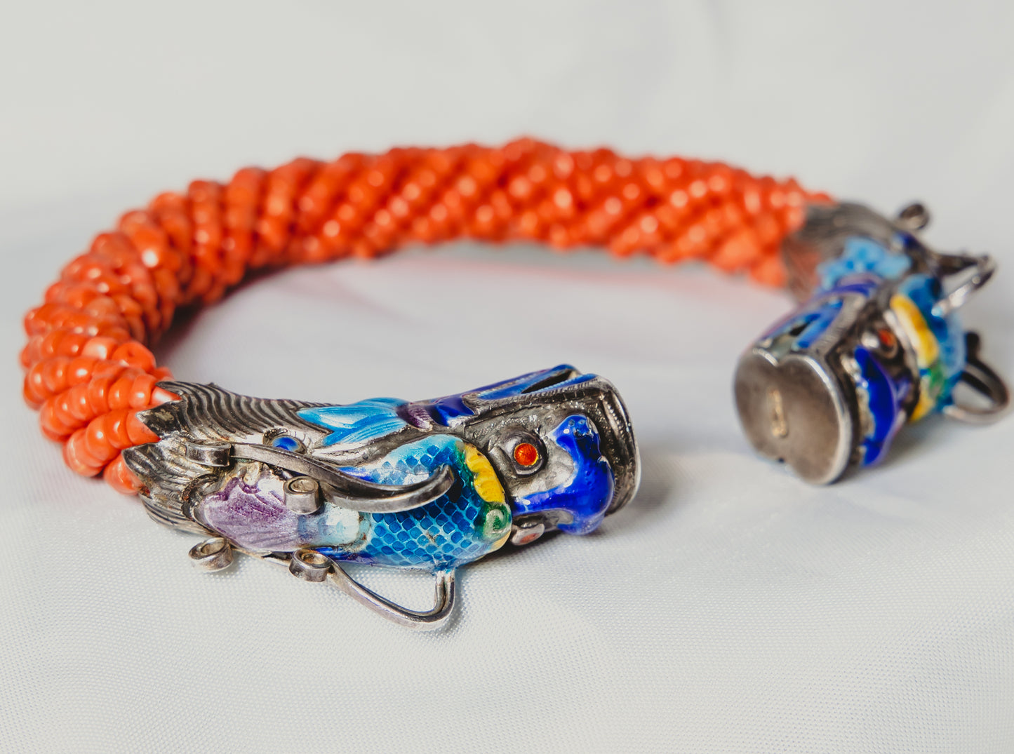 Chinese Coral & Enamel Bracelet
