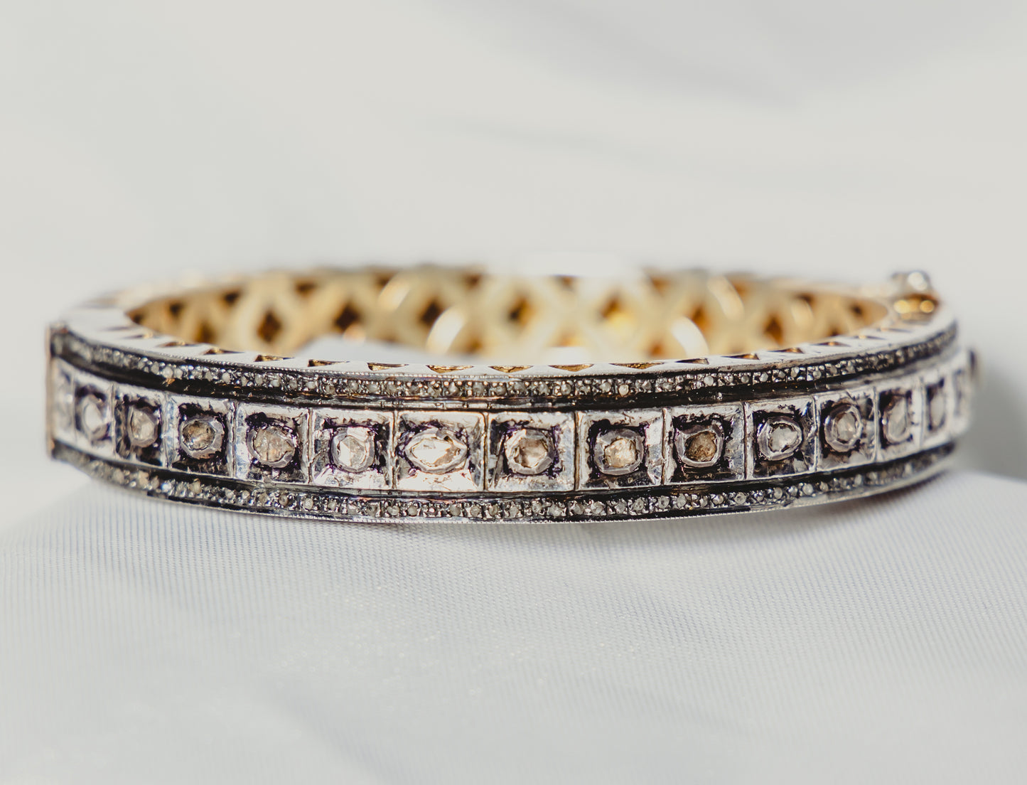 Rough Diamond & Sterling Silver Bangle Bracelet