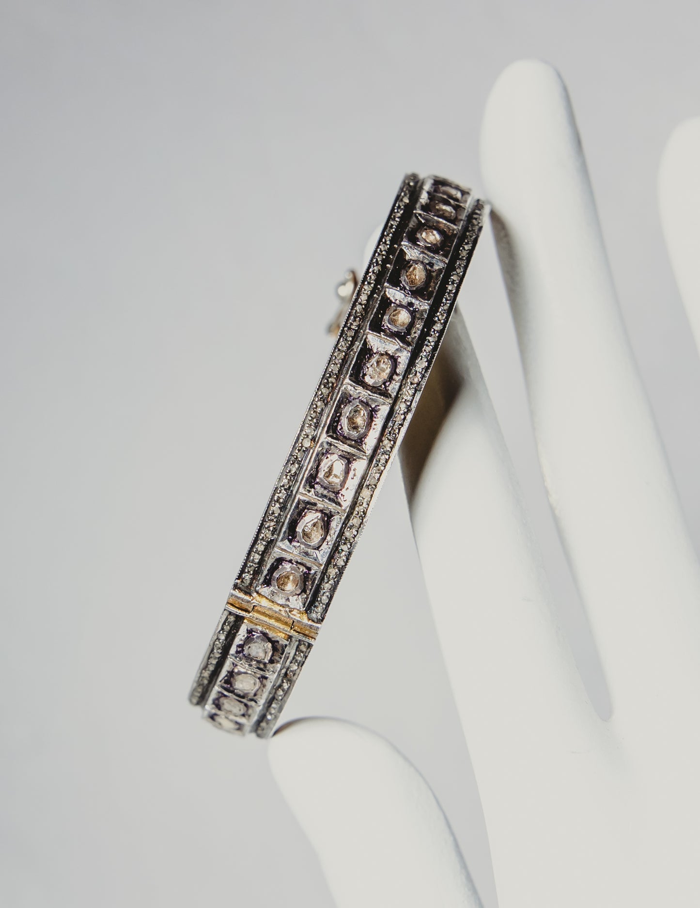 Rough Diamond & Sterling Silver Bangle Bracelet
