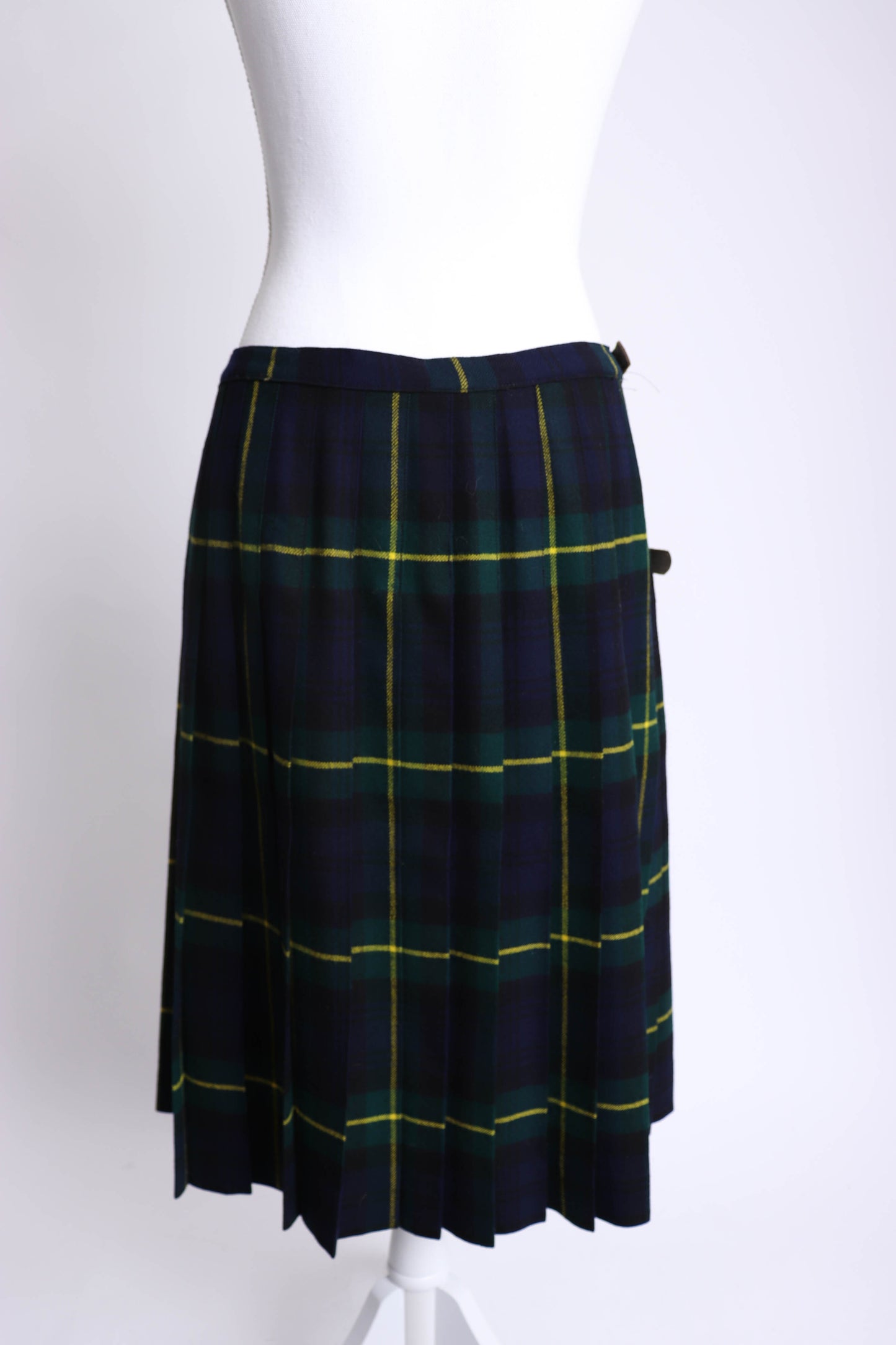 70's Green Tartan Plaid Kilt L/XL