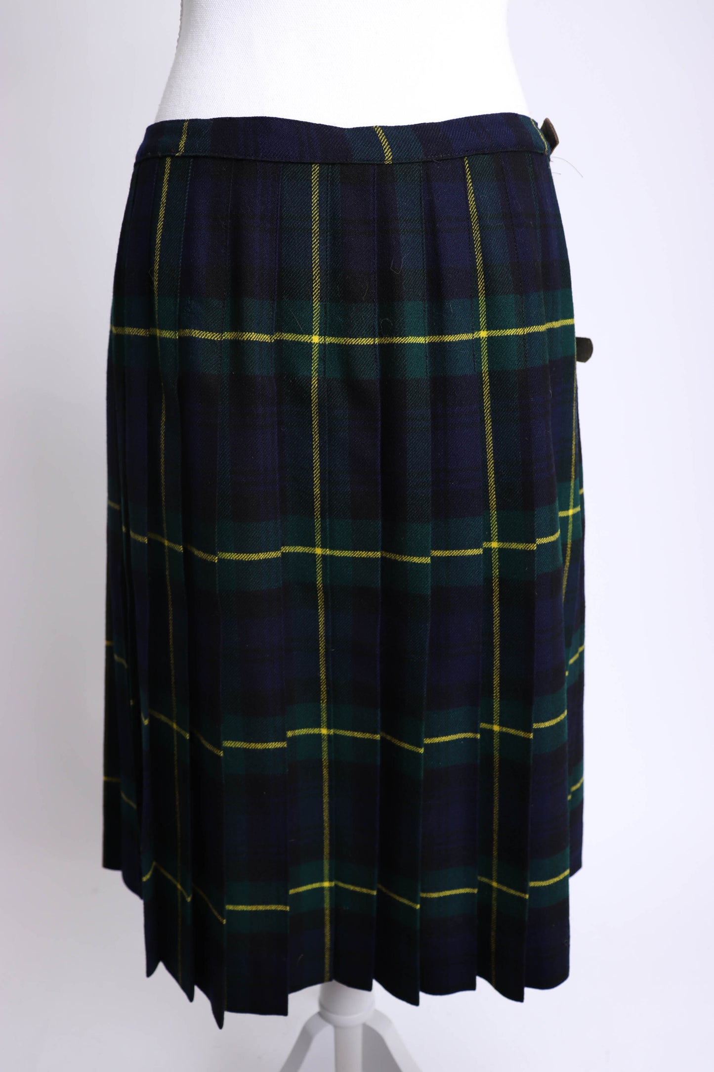 70's Green Tartan Plaid Kilt L/XL