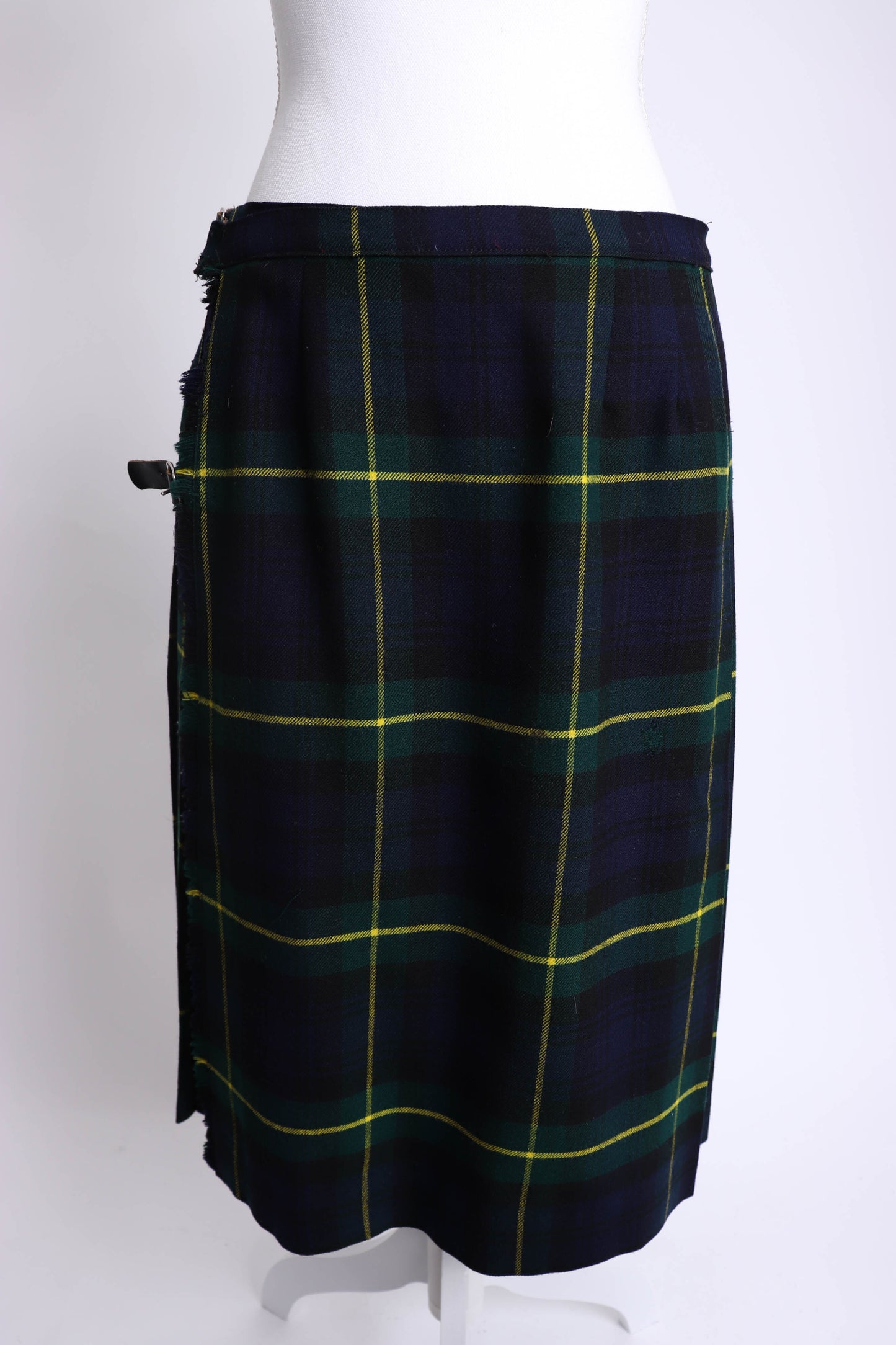 70's Green Tartan Plaid Kilt L/XL