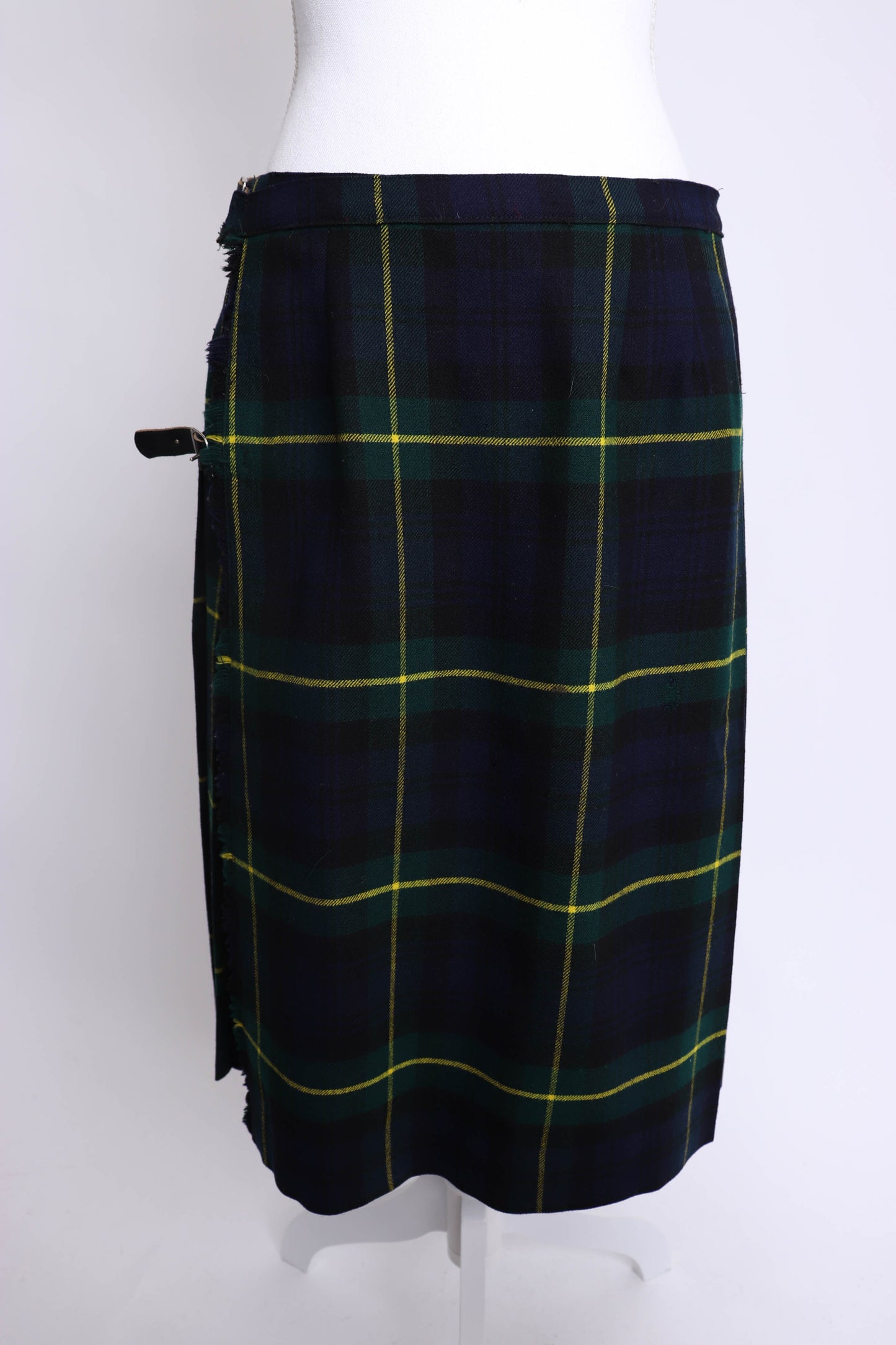70's Green Tartan Plaid Kilt L/XL