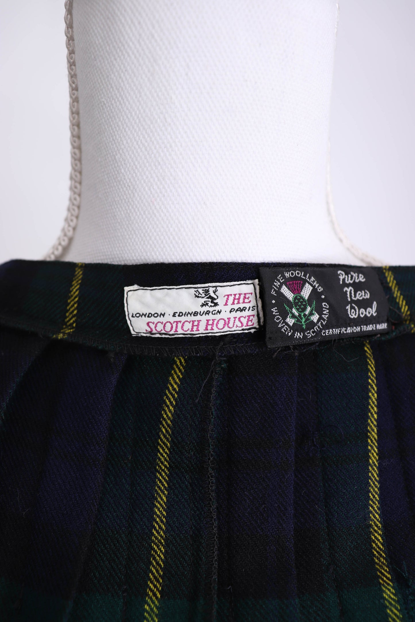 70's Green Tartan Plaid Kilt L/XL