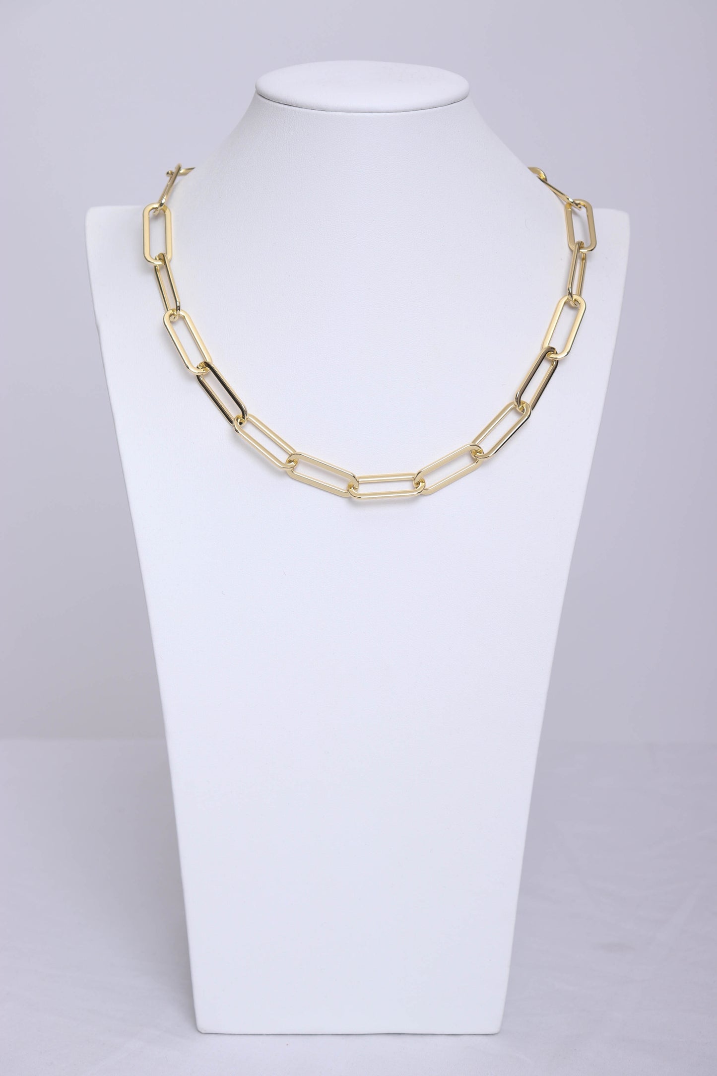 Large Gold Tone Paperclip Necklace