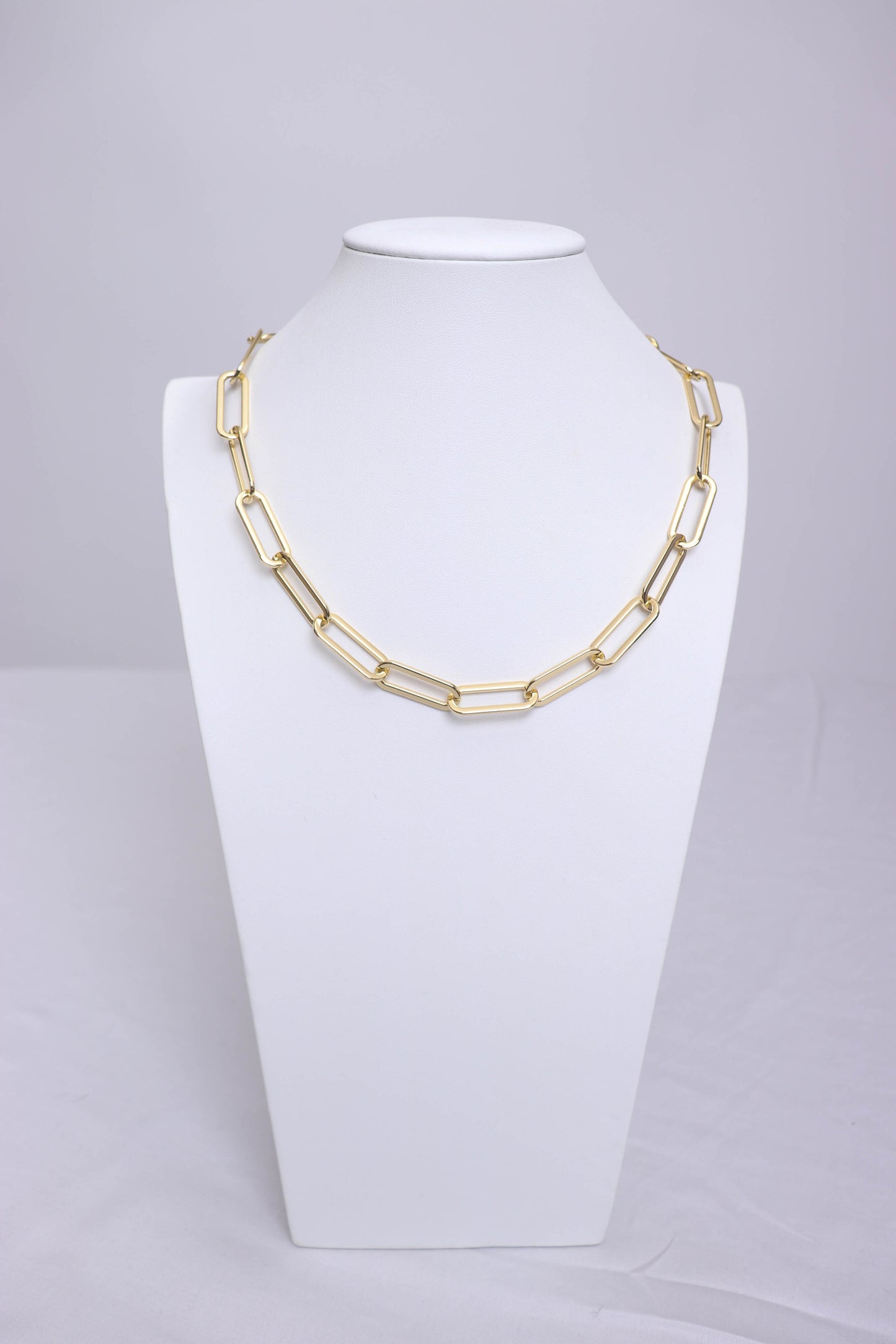 Large Gold Tone Paperclip Necklace
