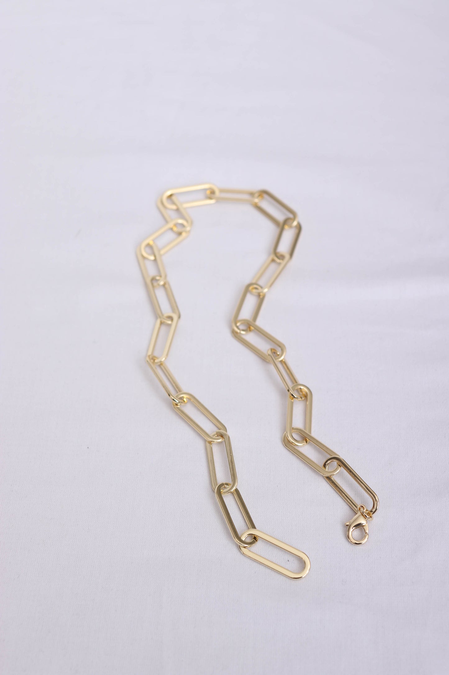 Large Gold Tone Paperclip Necklace