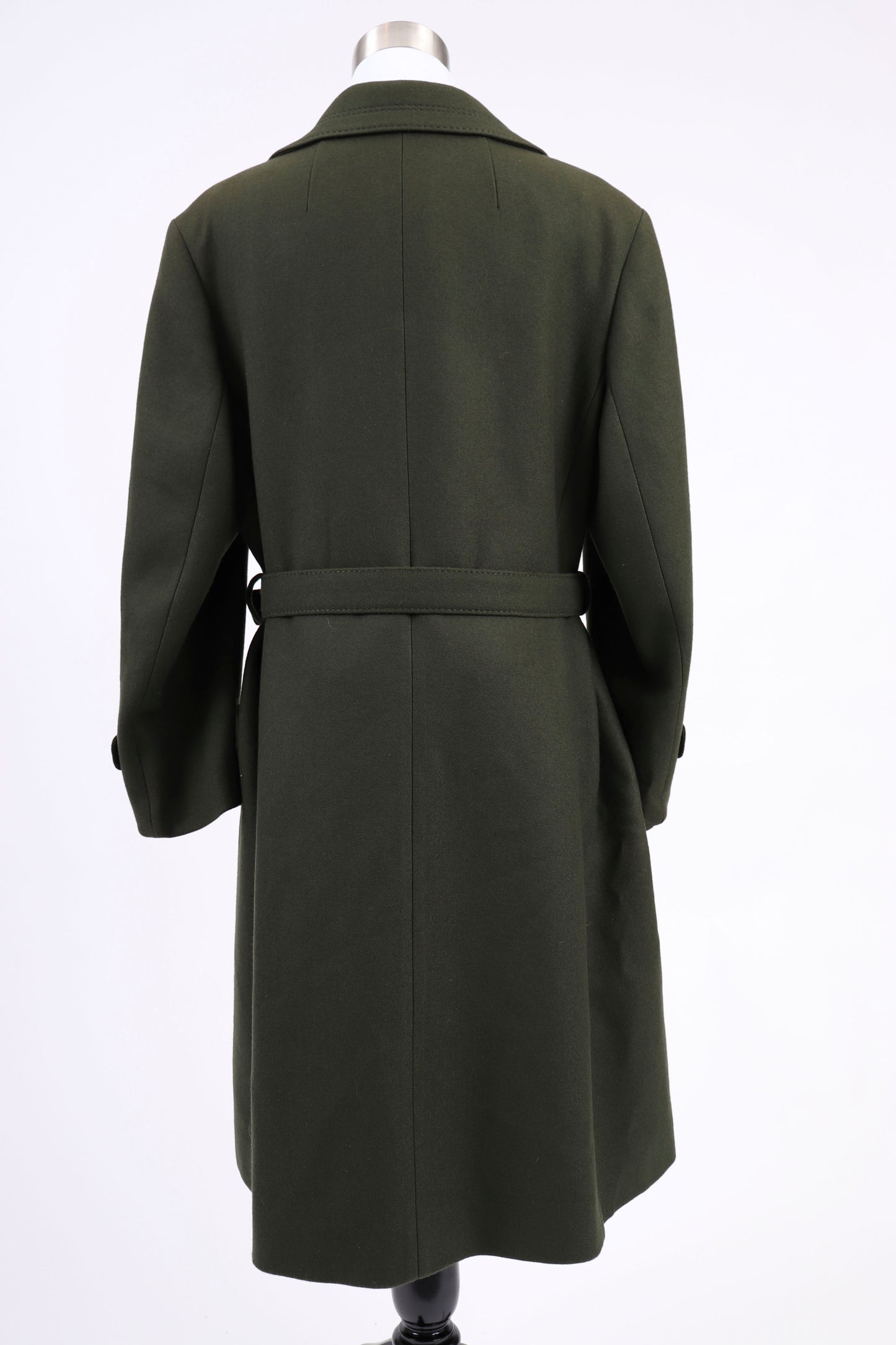 80's Long Olive Wool Overcoat M/L