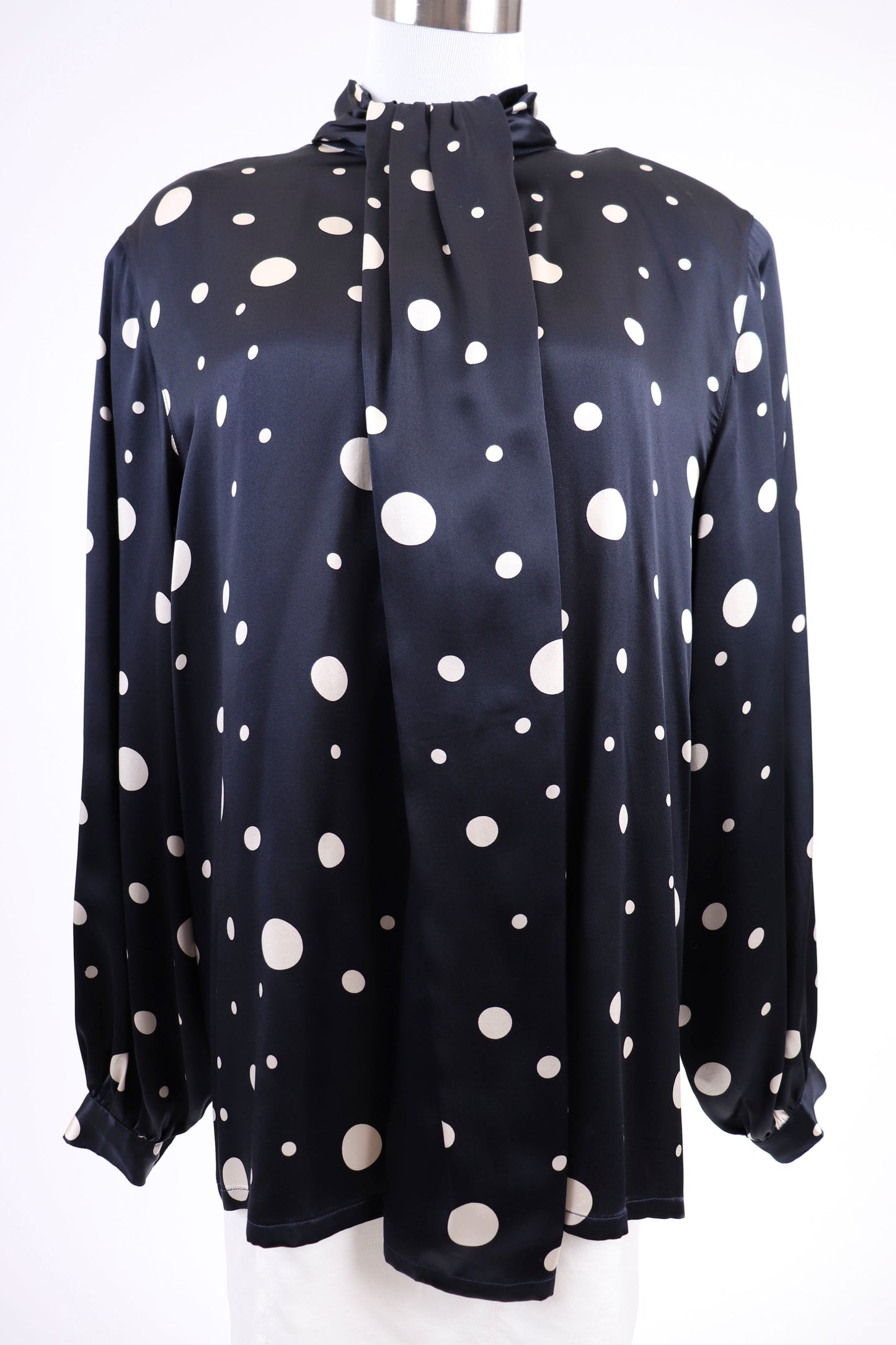 80's Blue Polka Dot Blouse L/XL