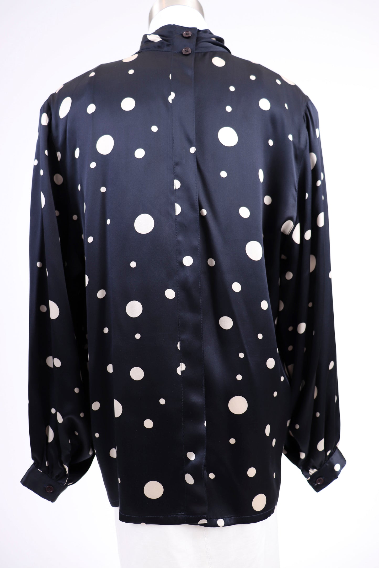 80's Blue Polka Dot Blouse L/XL