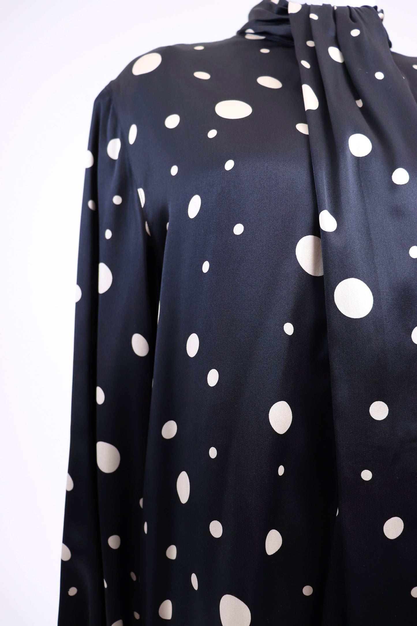 80's Blue Polka Dot Blouse L/XL