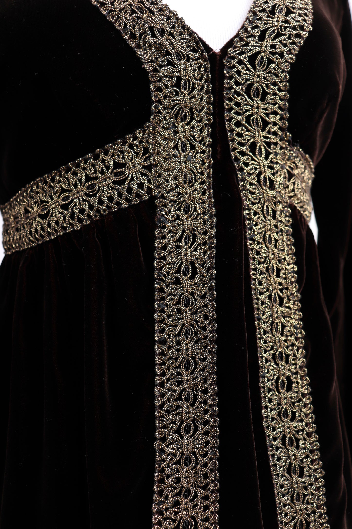 60's Garnet Velvet Brocade Dress XS