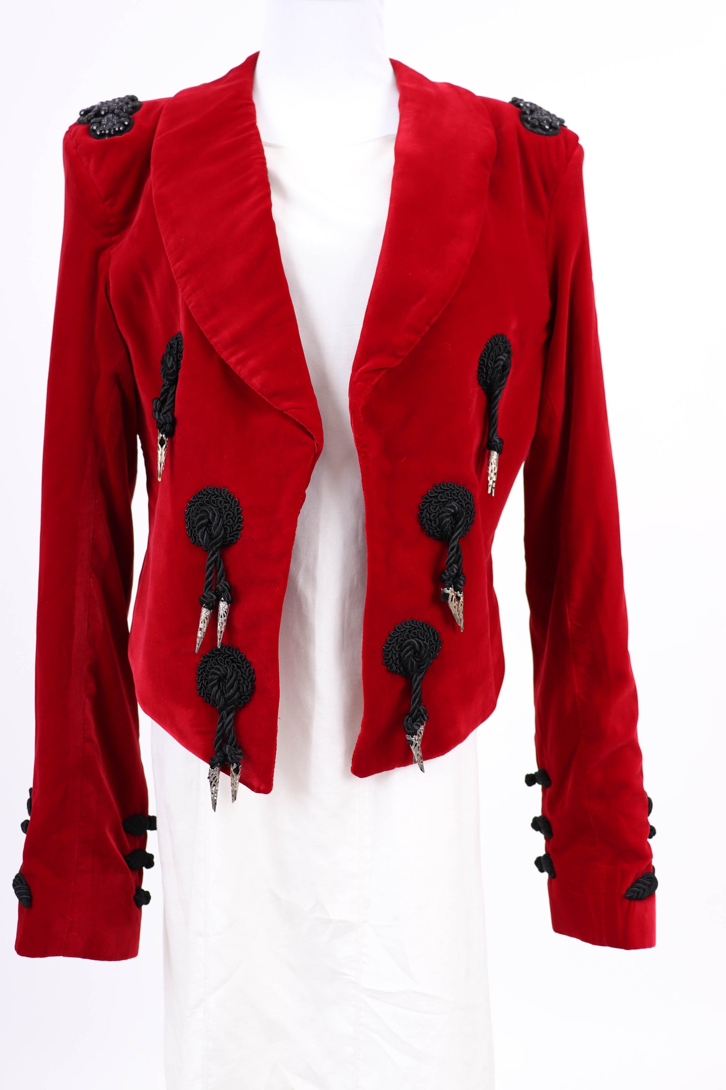 80's Custom Red Velvet Bolero Jacket M/L/XL