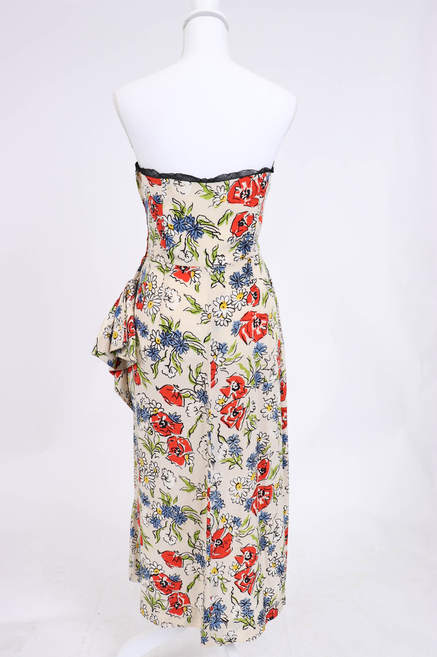 60's Floral Silk Bolero Dress S/M