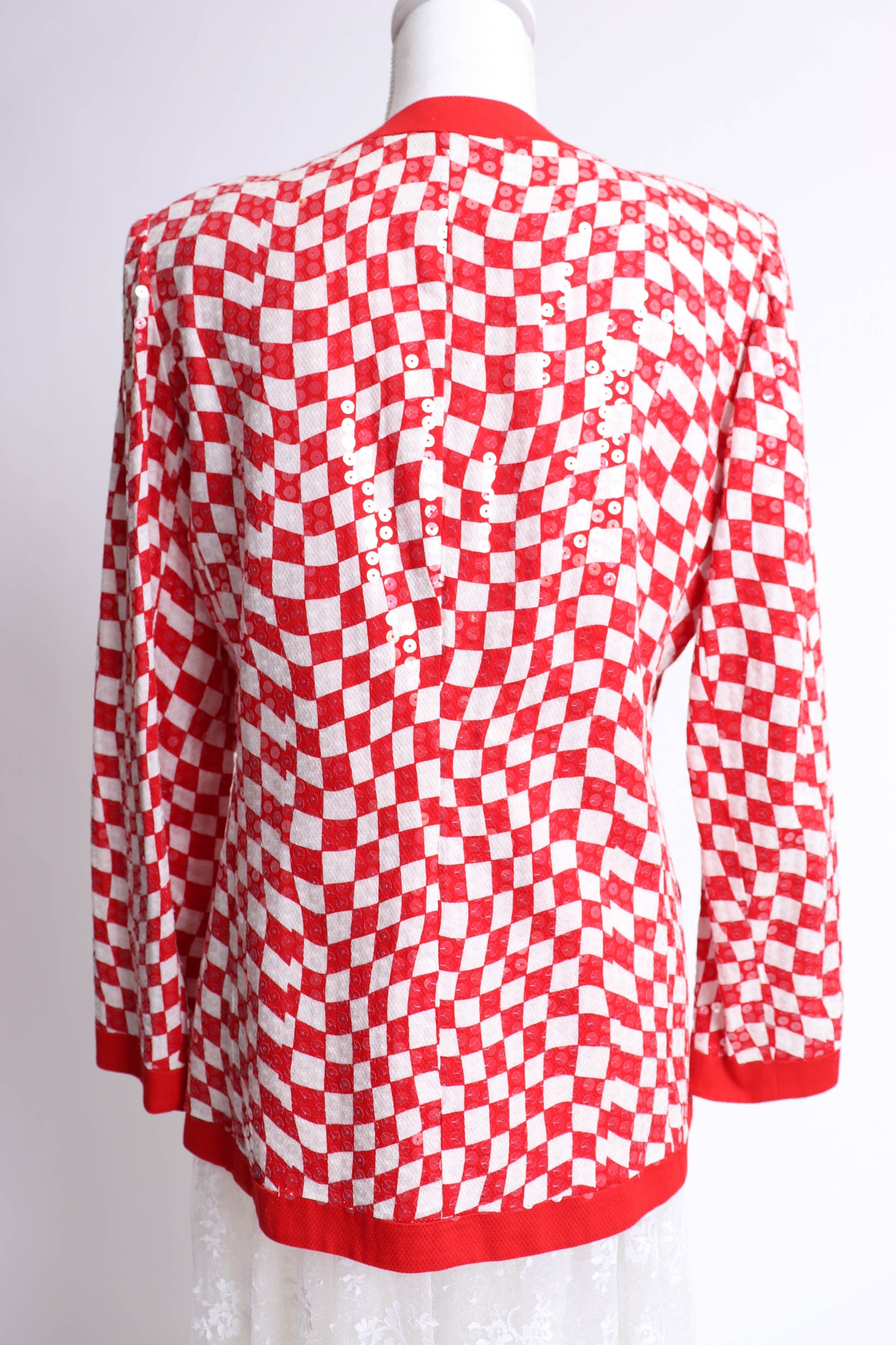80's Red and White Cotton Blazer M/L