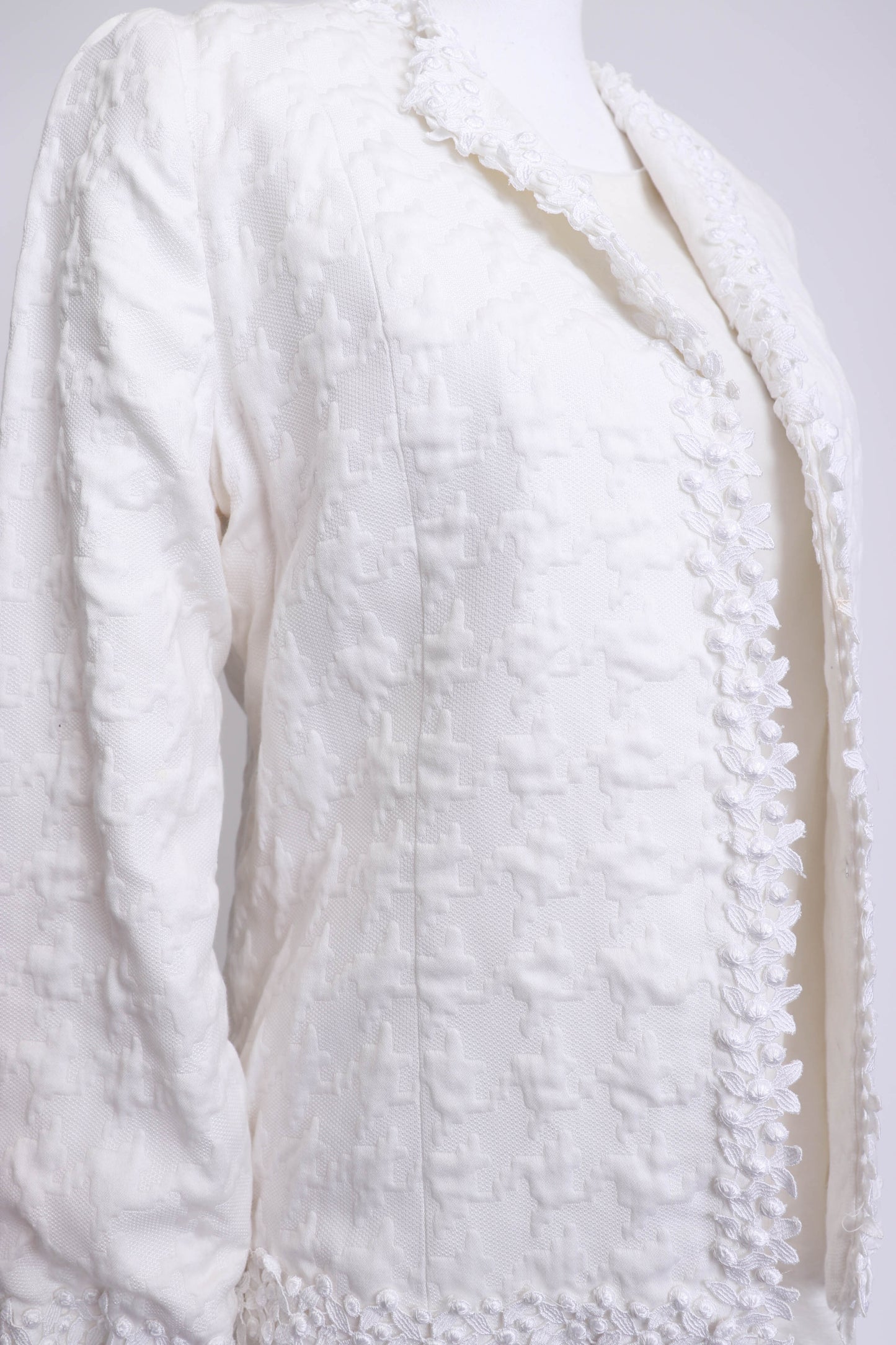 70's White Cotton Lace Jacket S