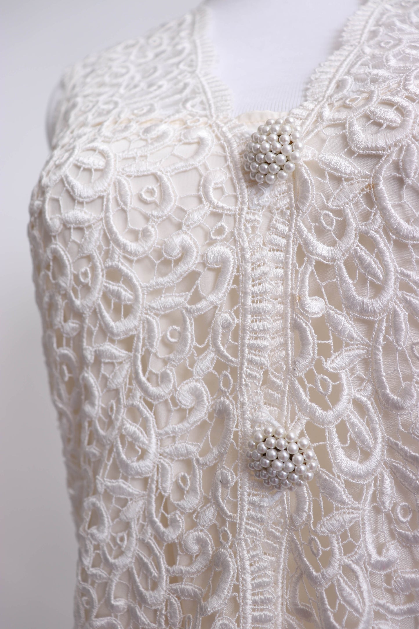 70's White Lace Vest M