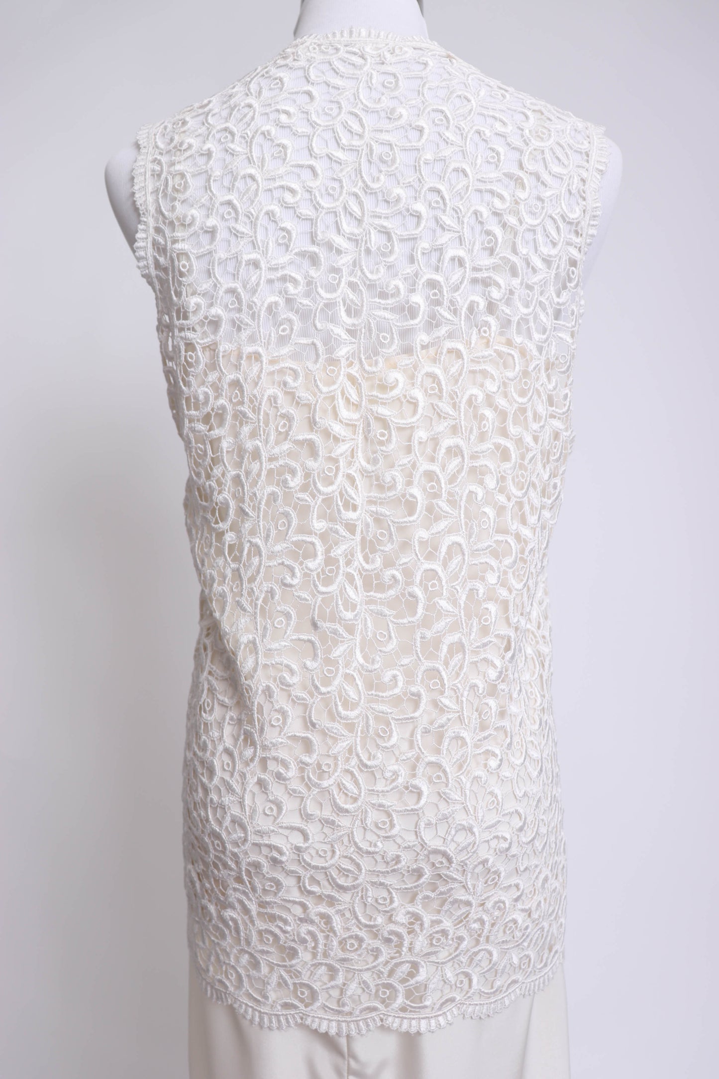 70's White Lace Vest M