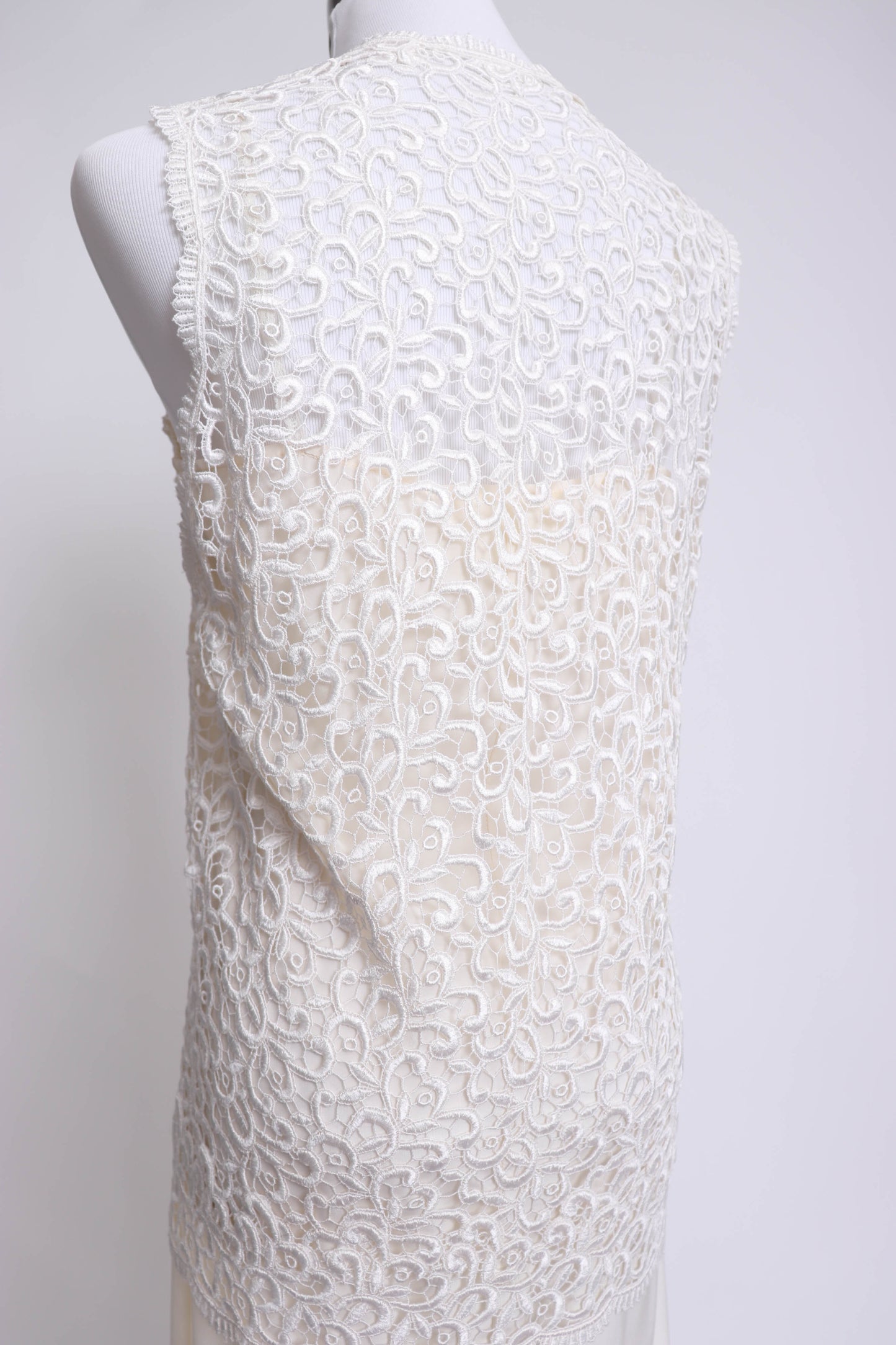 70's White Lace Vest M