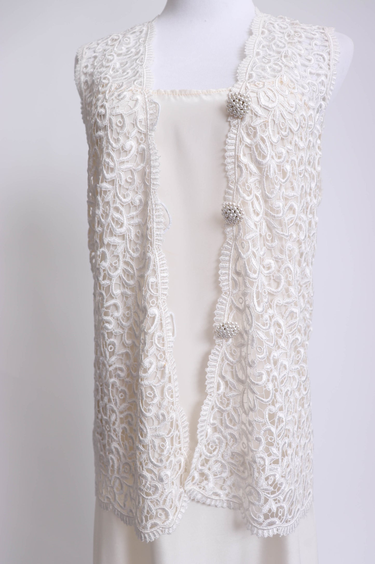 70's White Lace Vest M