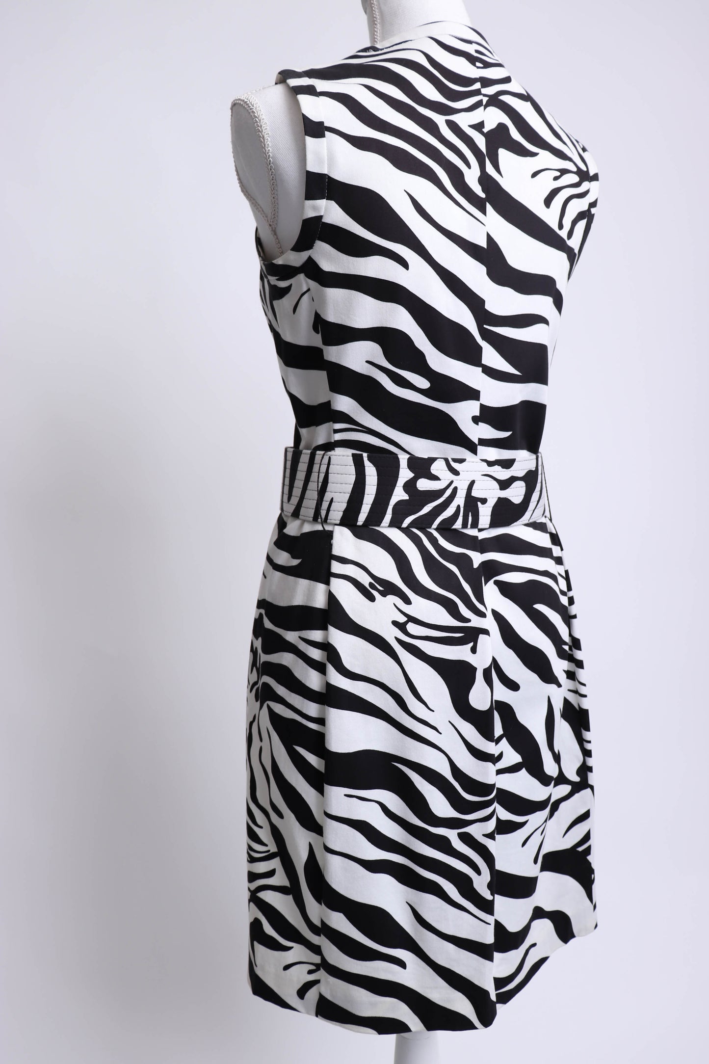 80's Black and White Zebra Print Sleeveless Dress S/M
