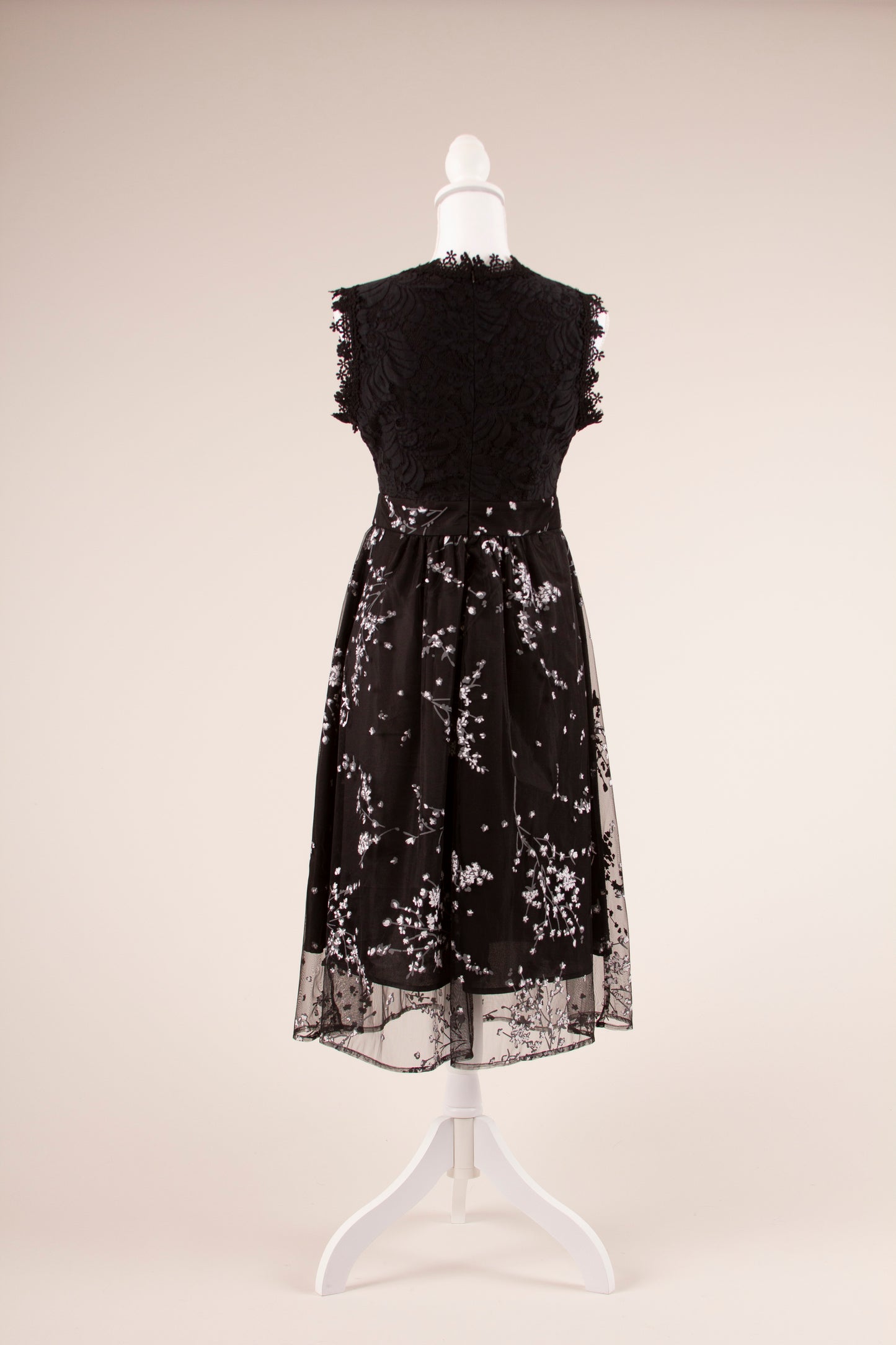 90's Lace and Painted Tulle Dress S