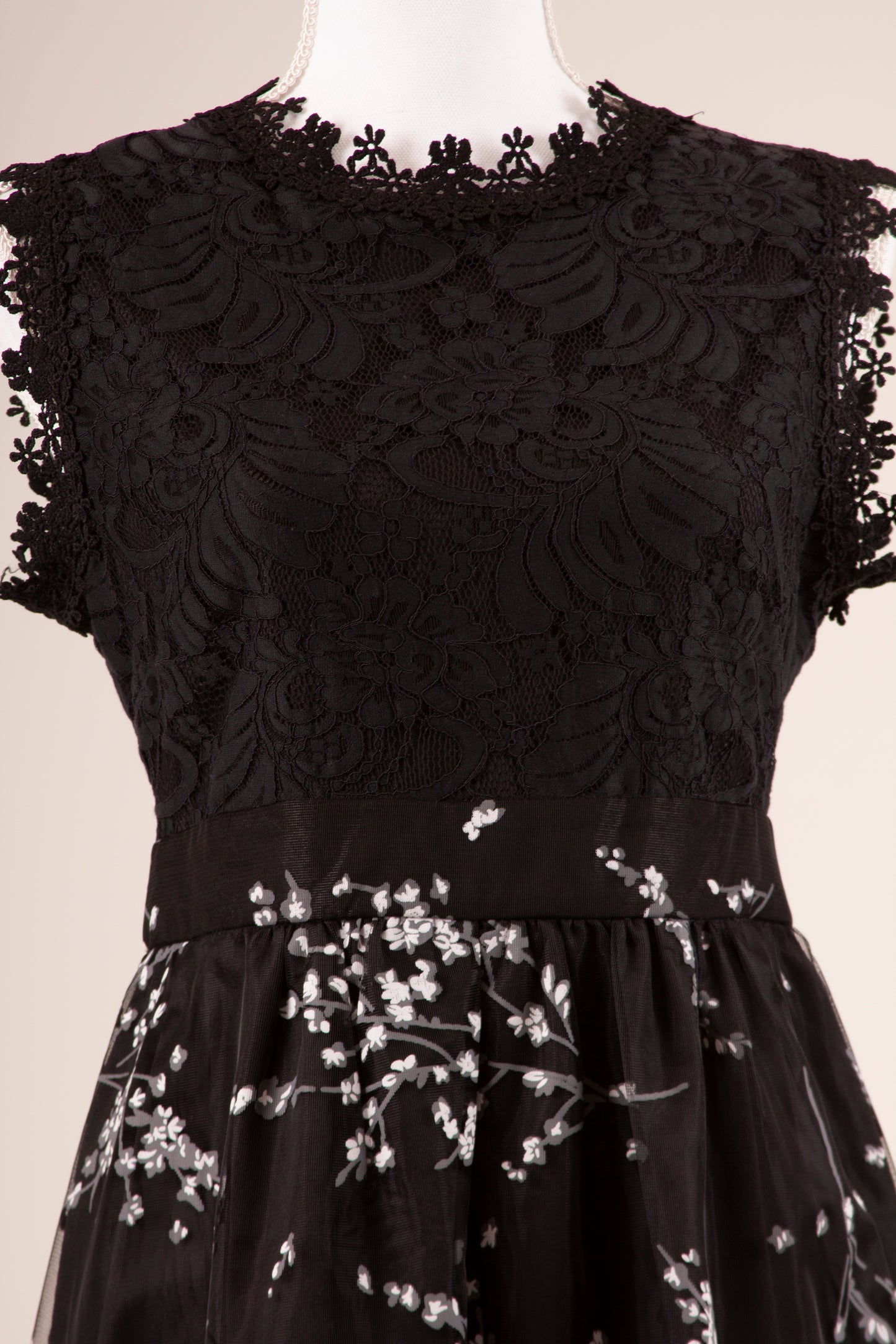 90's Lace and Painted Tulle Dress S