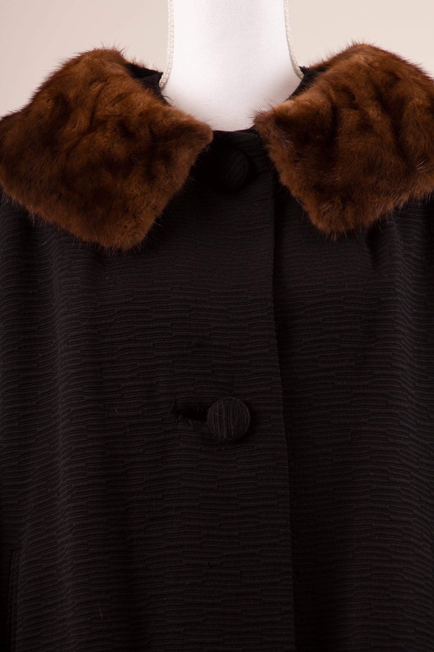 50's Maison De Couture Coat with Mink Collar M/L
